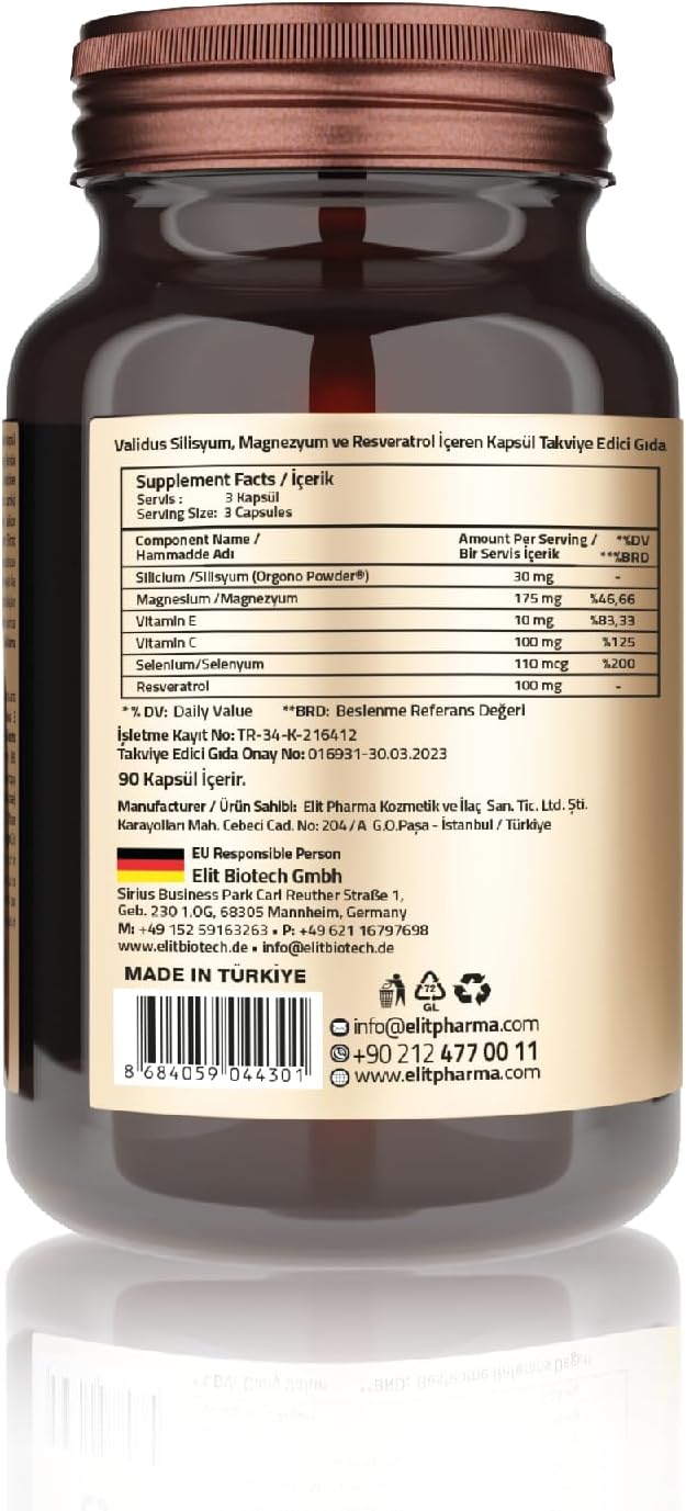 Premium Silicium Supplement - 90 Vcaps Plus Capsules by Validus