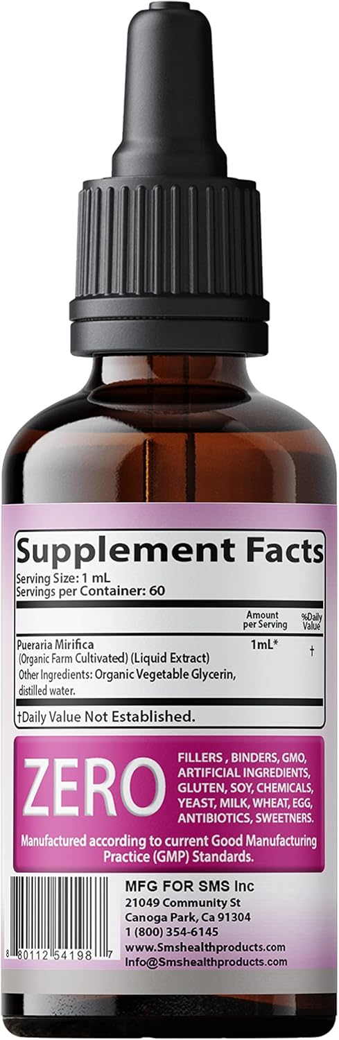 Premium SMS Feminizer: Pueraria Mirifica Drops for Estrogen | Herbal Liquid Extract | Non-GMO & Organic | 2 Fl Oz for Trans Women & LGBT