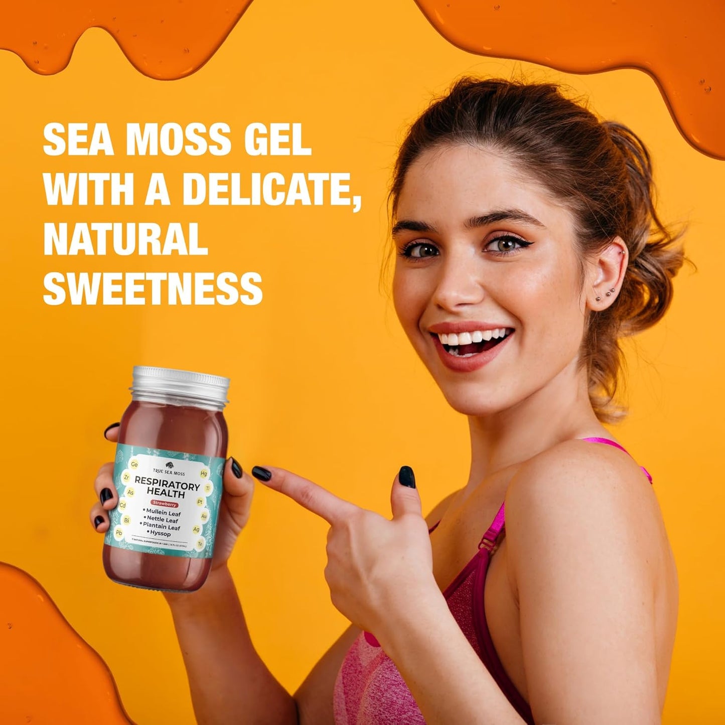 Premium TrueSeaMoss Gel for Respiratory Health - 5+ Fruit Flavors - Vegan Vitamin & Mineral Rich Supplement - Made in USA - Strawberry - 1 Pack
