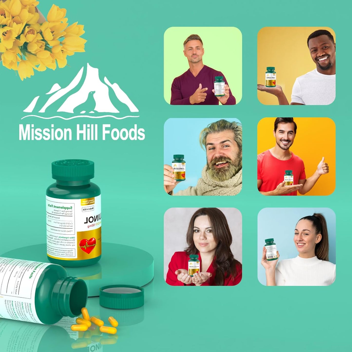 Premium Ubiquinol CoQ10 Antioxidant for Heart Health (100mg) - Heart & Vascular Support - 2 Bottles, 120 Capsules, 4 Month Supply - Maintain Healthy Blood Pressure - Non-GMO & Gluten Free