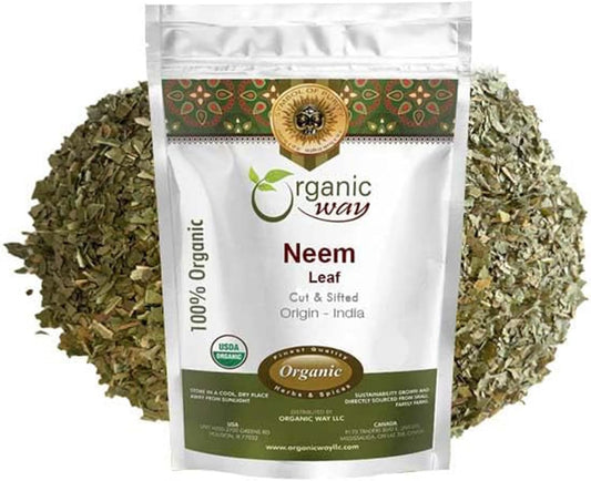 Premium USDA Certified Organic Neem Leaf Cut and Sifted Herbal Tea from India - Non GMO & Gluten Free (16 oz)
