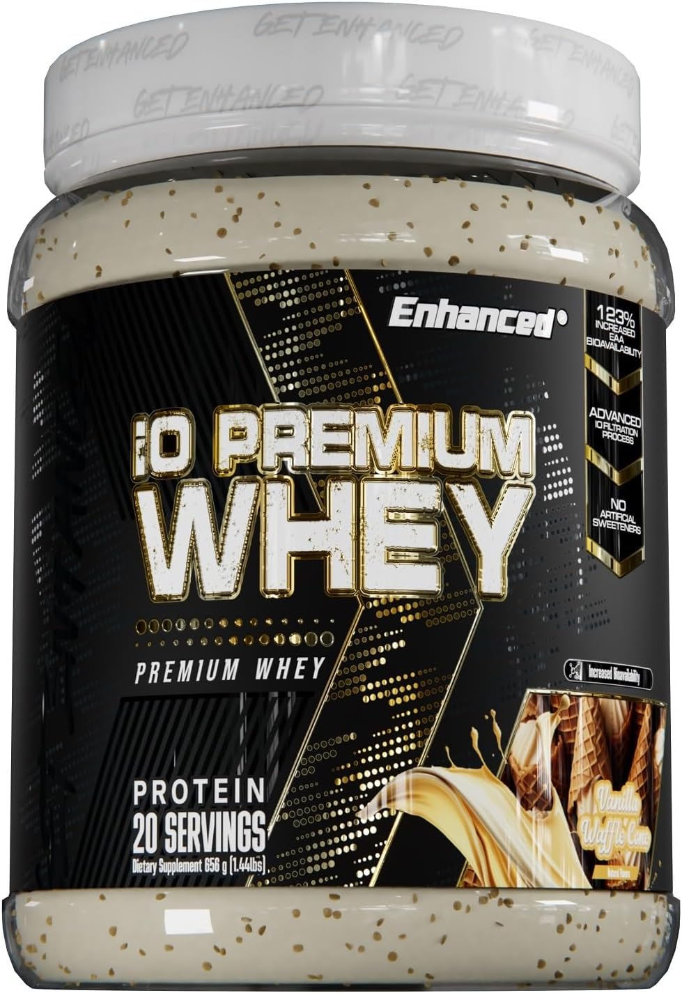 Premium Vanilla Waffle Cone Whey Protein Powder, High Protein Content, Superior to Whey Hydrolysate - 20 Servings