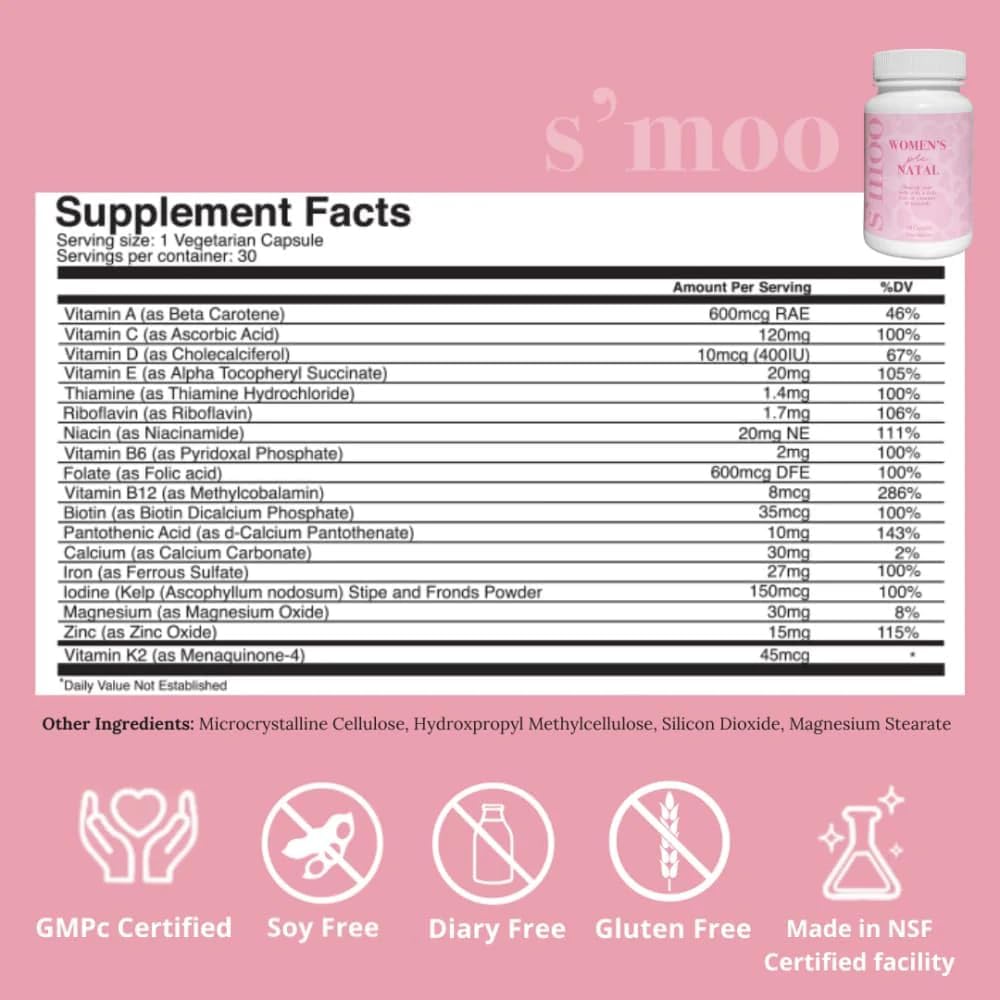 Prenatal Vitamins for Women with Iron, Vitamin D, Calcium & More - Supports Healthy Pregnancy & Baby Development - 30 Capsules
