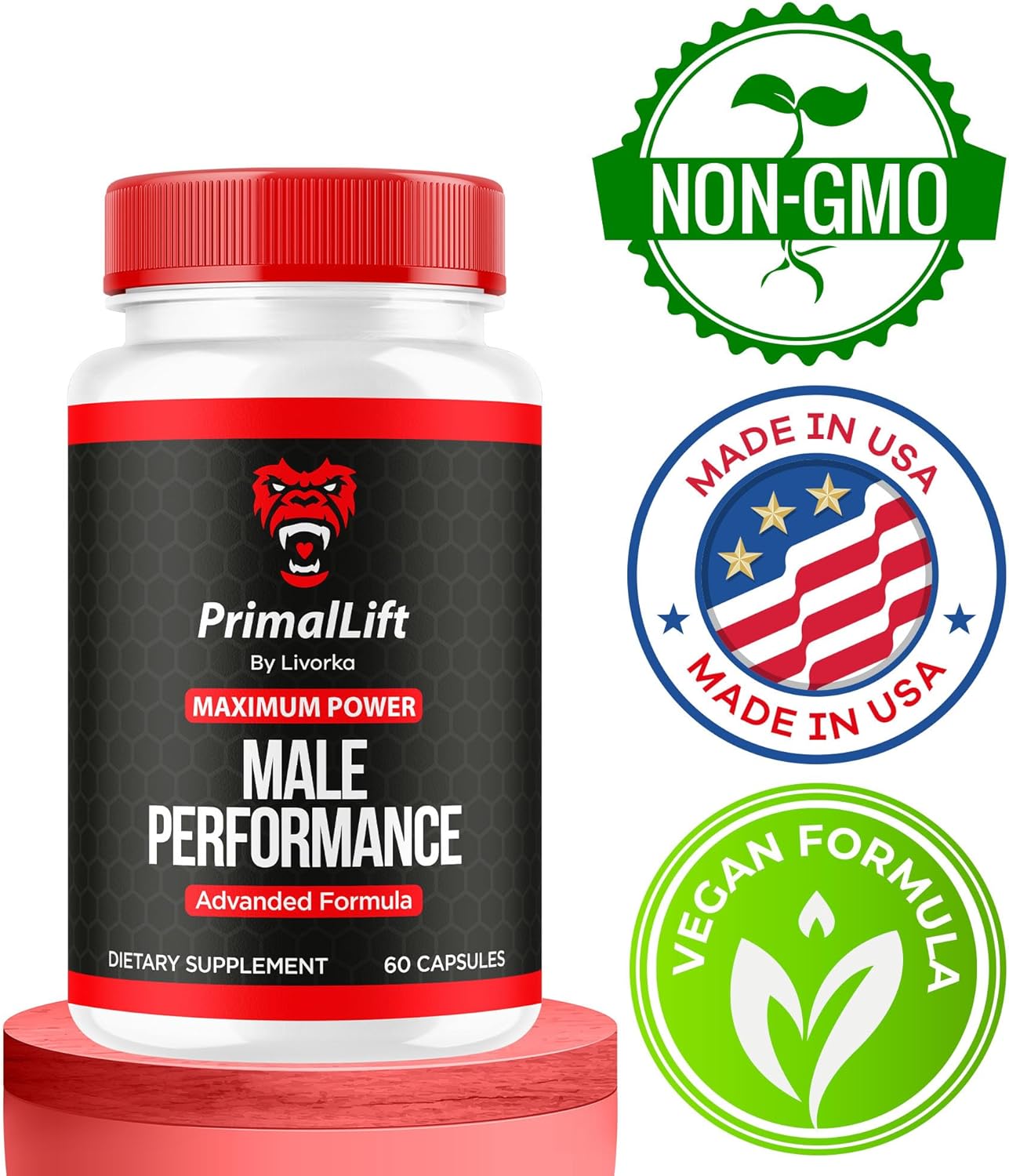 Primal Lift Capsules for Men - 2 Pack, Advanced All Natural Support Supplement, 120 Capsules for 2 Months