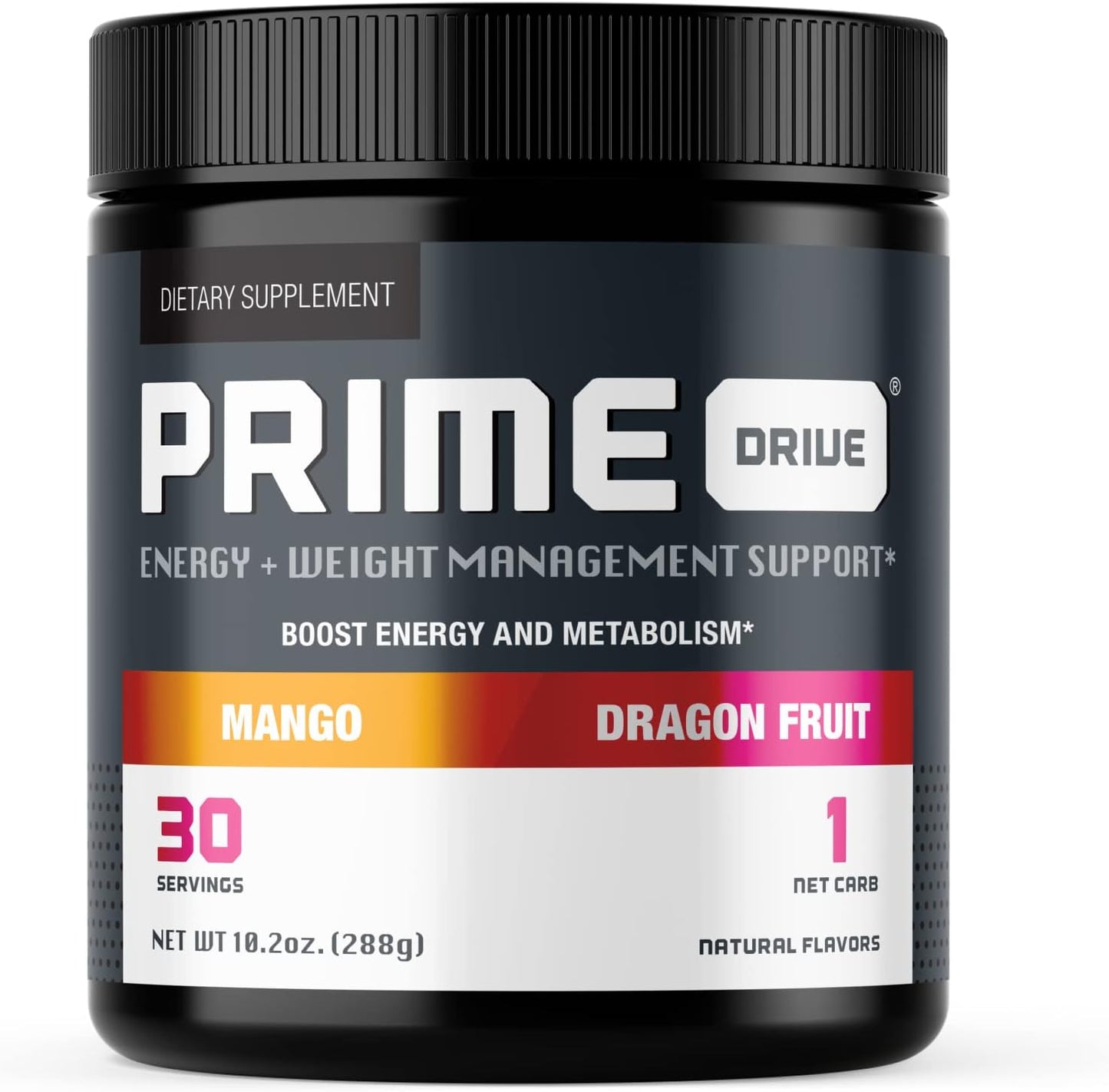 Prime Drive Energy Mango Dragonfruit Pre Workout Powder - Enhances Energy, Focus, Intensity, and Metabolism - 30 Servings