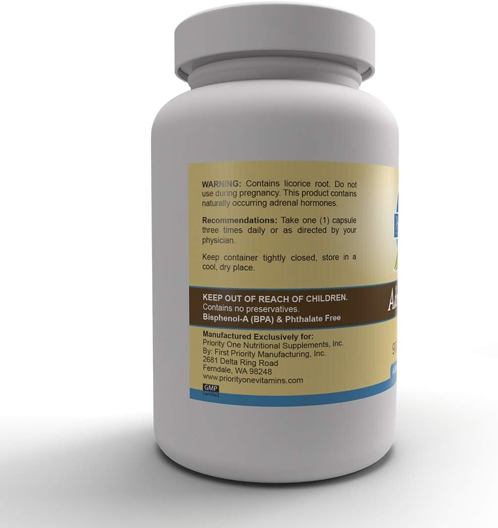 Priority One Vitamins Adrenoplex Capsules - 90 Count for Adrenal Support and Health