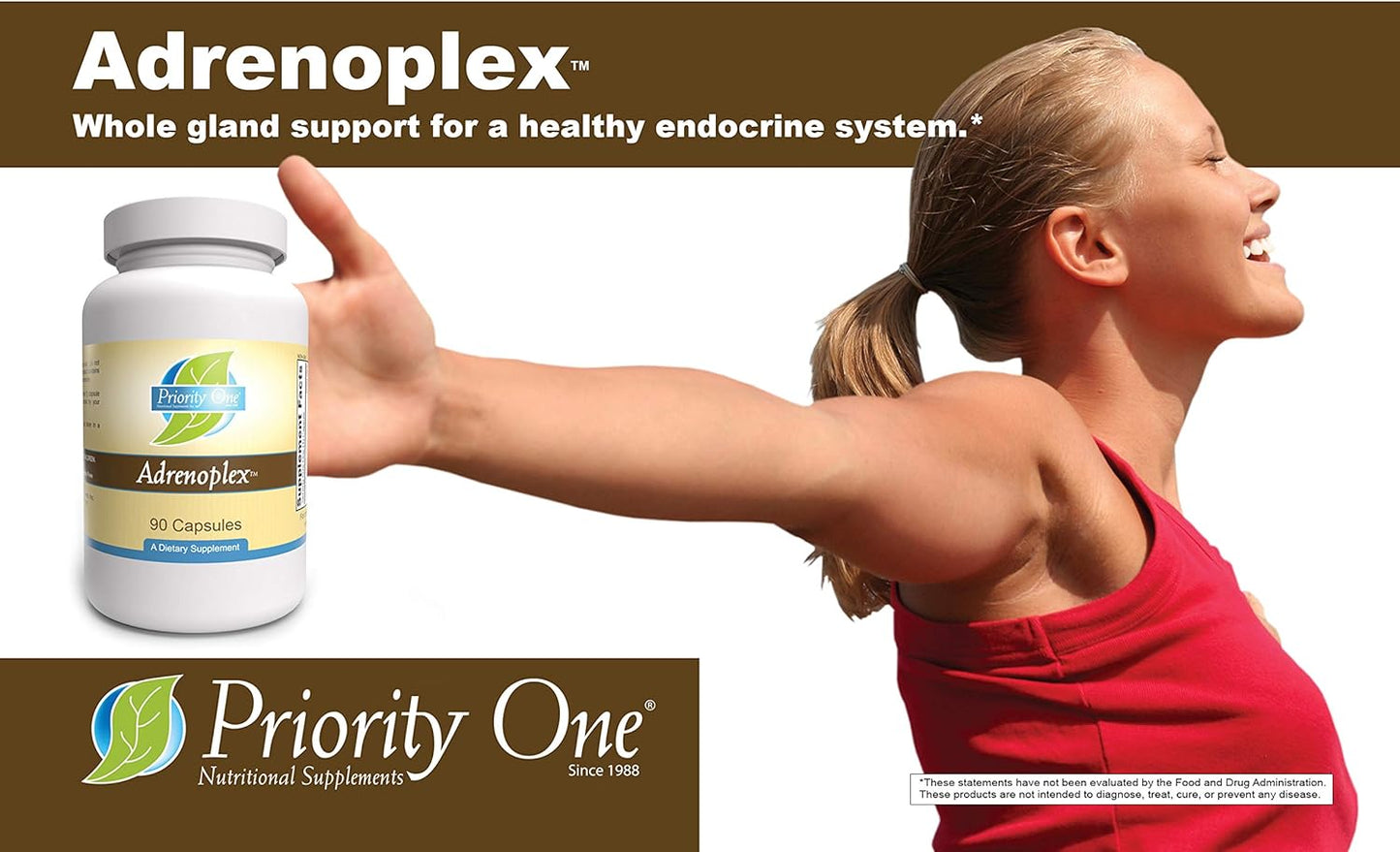 Priority One Vitamins Adrenoplex Capsules - 90 Count for Adrenal Support and Health