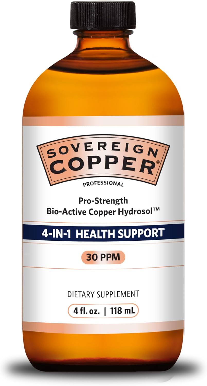 Pro-Strength Sovereign Copper Hydrosol Liquid Supplement - 4 fl oz for Overall Health Support