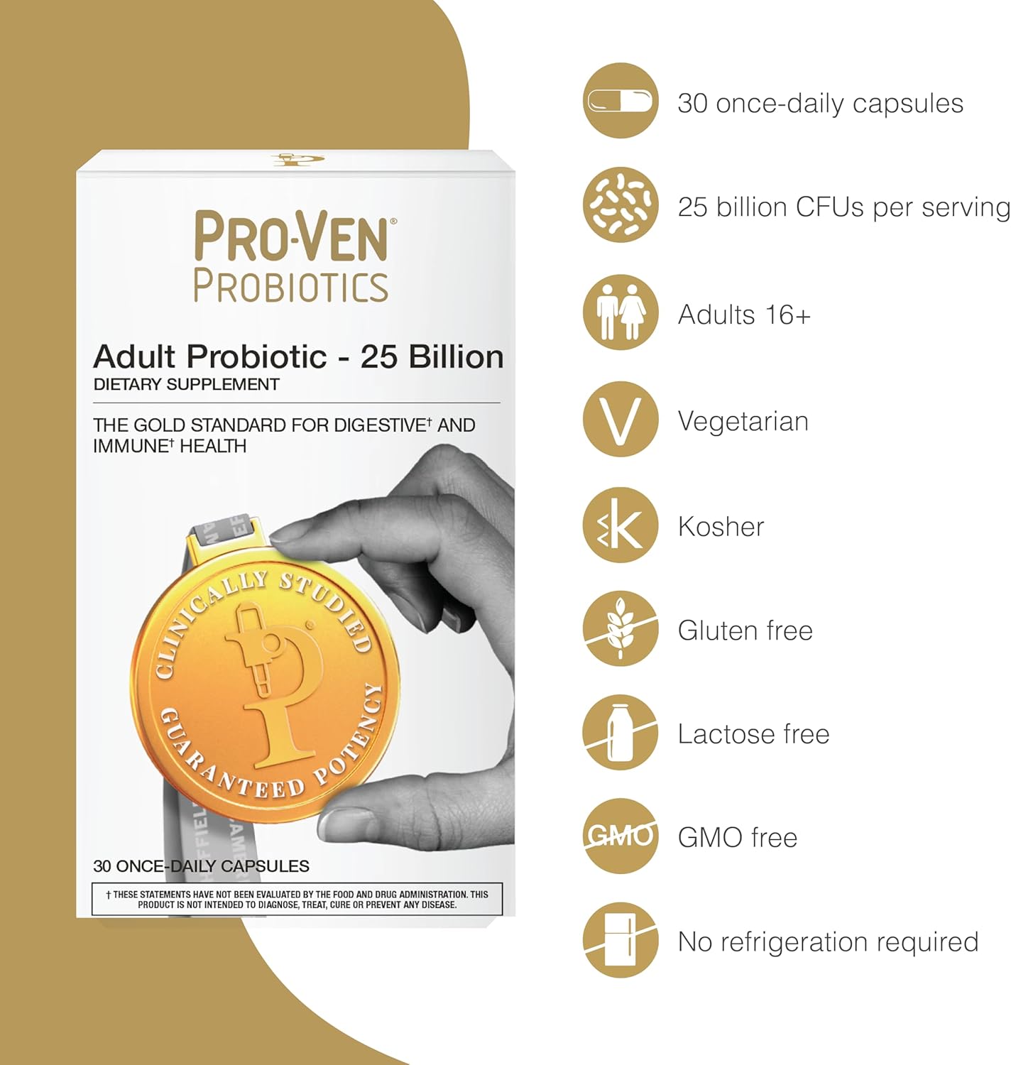 Pro-Ven Probiotics for Men and Women | Adult Acidophilus & Bifidus | 30 Capsules | 25 Billion CFUs