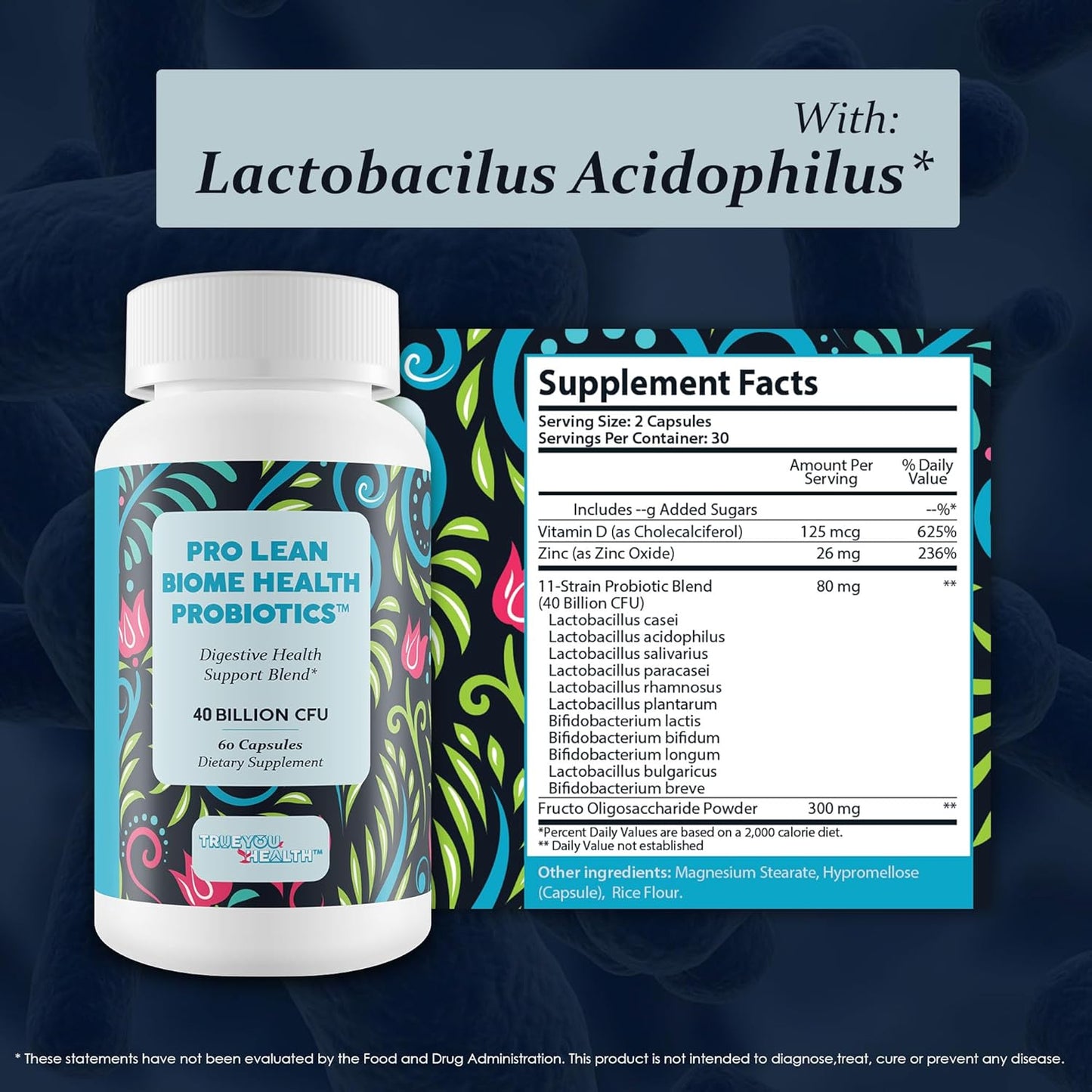Probiotic & Prebiotic Blend for Digestive Health, Immune Support, and Increased Energy - Enhance Gut Microbiome for Optimal Health - Pro Lean Biome Health Formula