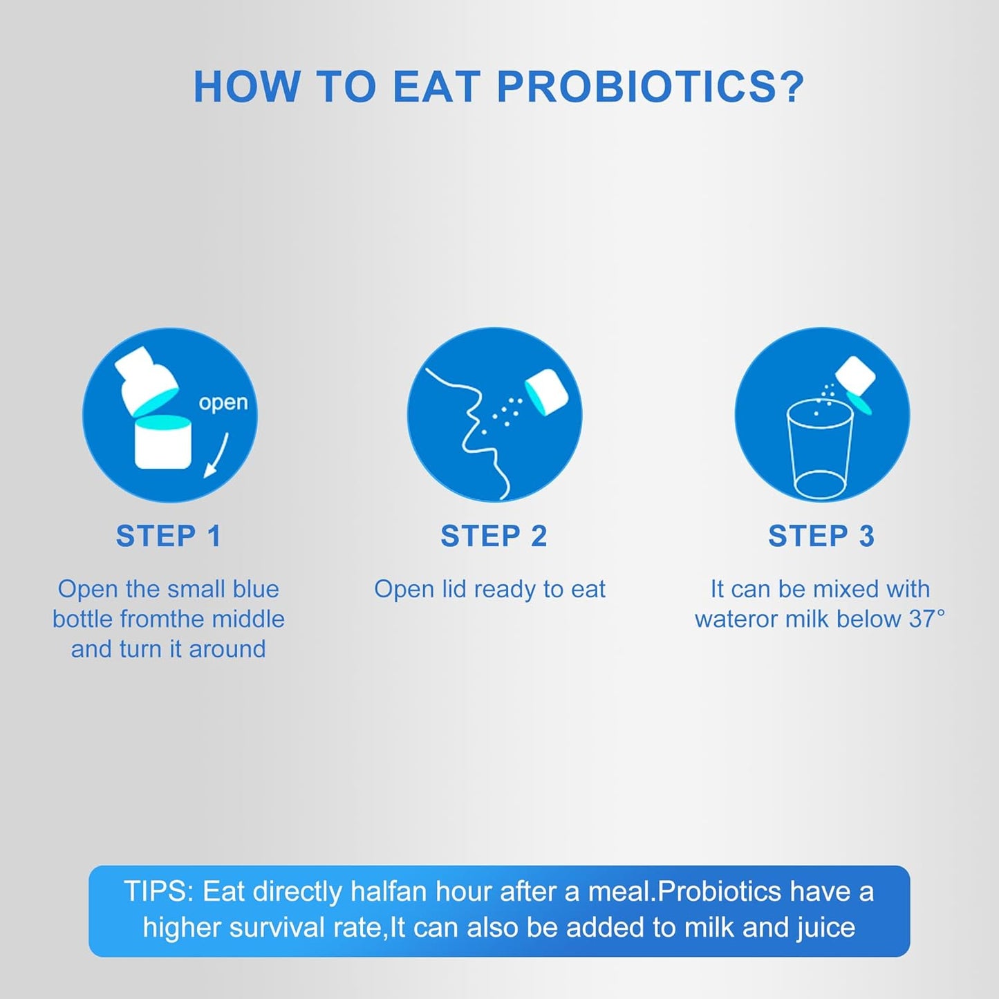 Probiotic Solid Beverage 10 Bottles x 3 Boxes, 40 Billion CFU for Gut Health and Digestive Support