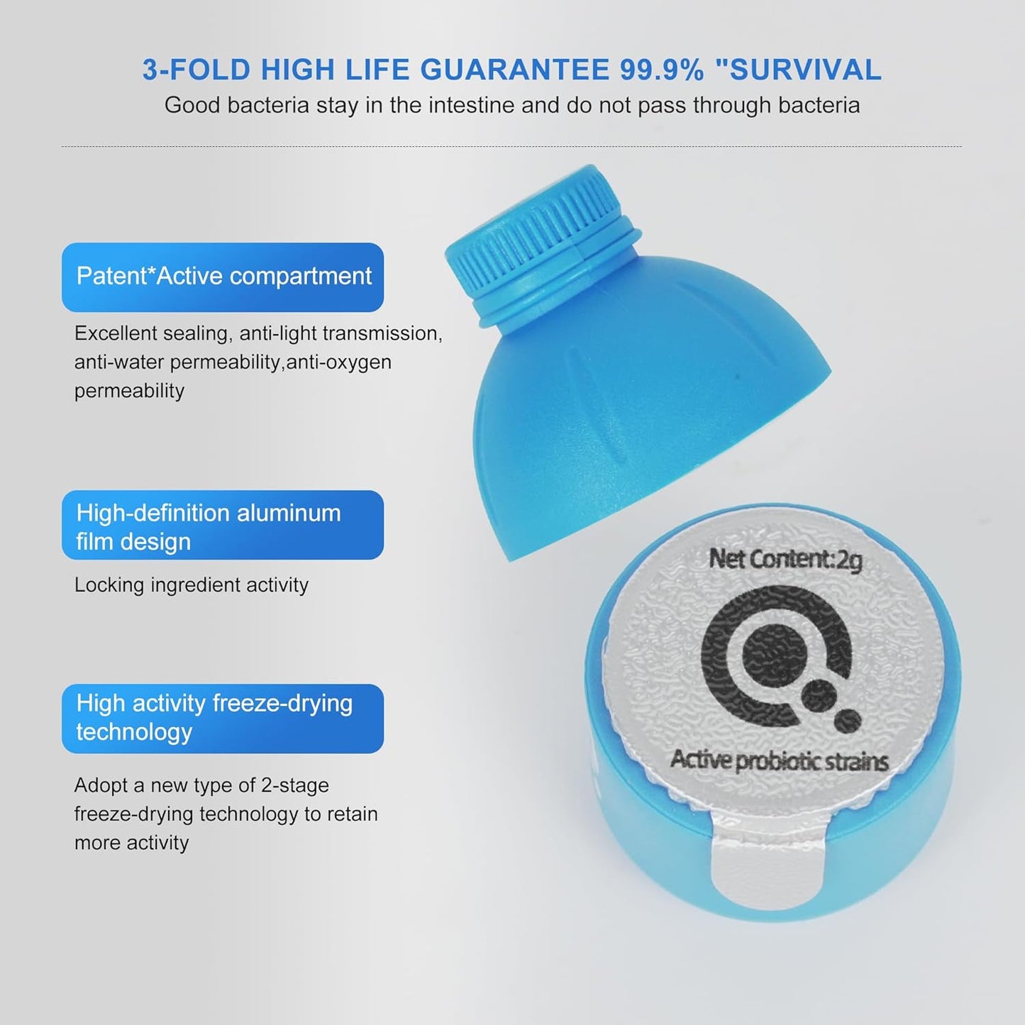 Probiotic Solid Beverage 10 Bottles x 3 Boxes, 40 Billion CFU for Gut Health and Digestive Support