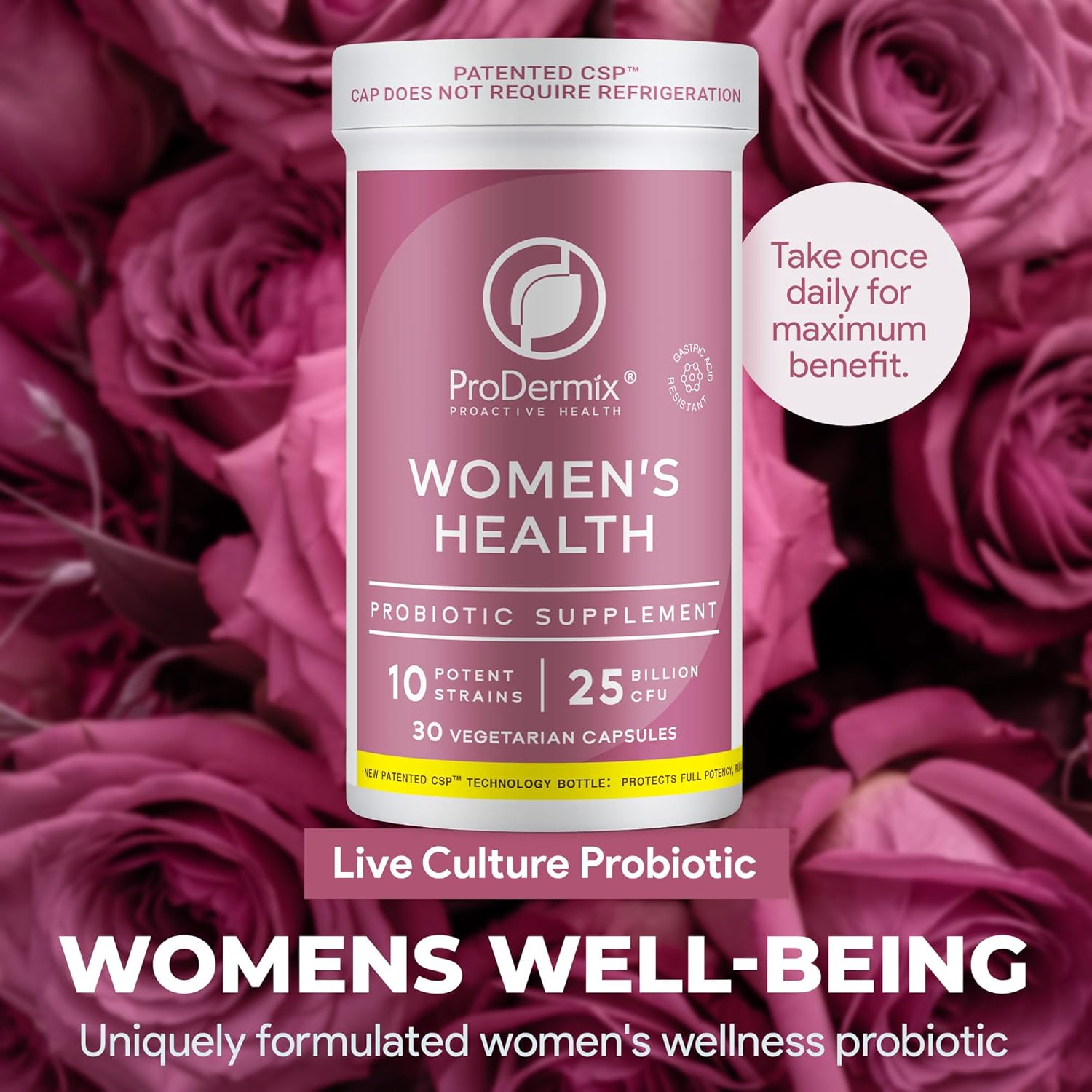 PRODERMIX Vaginal Probiotic for Women - 25 Billion CFU, Promotes PH Balance, UT Health - Once Daily Supplement - Kosher - 30 Capsules