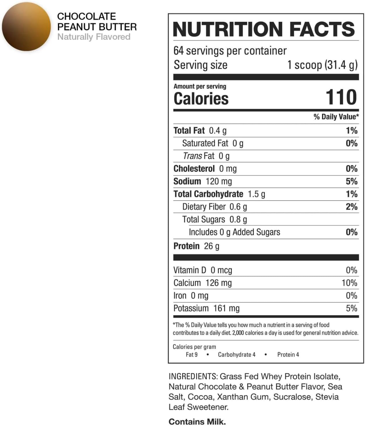 ProHD Protein Powder | Grass-Fed Whey Isolate | 25g Protein, 114 Calories | Zero Fillers | 30 Servings (Chocolate Peanut Butter)