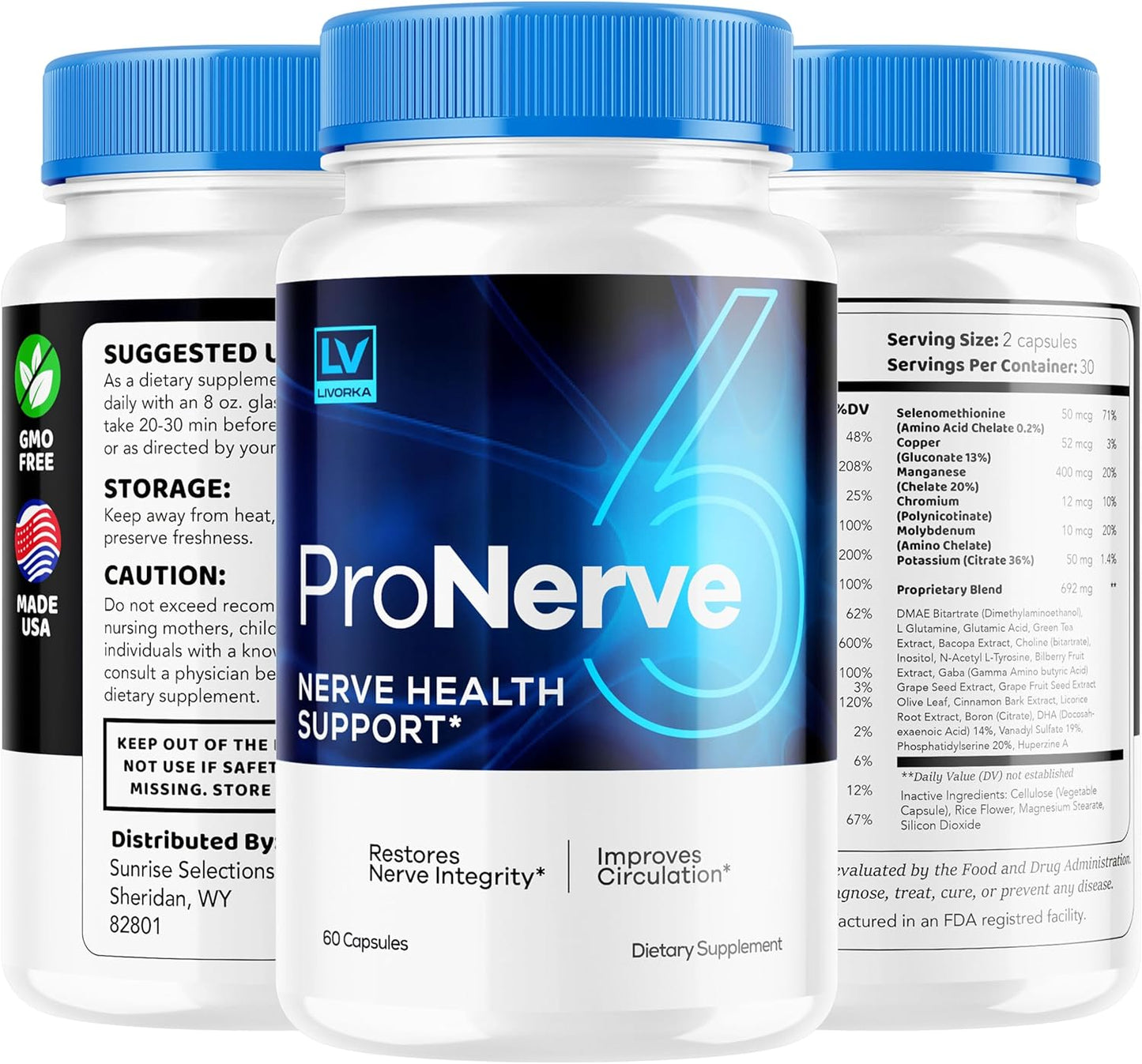Pronerve 6 Advanced Formula Capsules - Nerve Health Support Supplement - 60 Pills for 1 Month