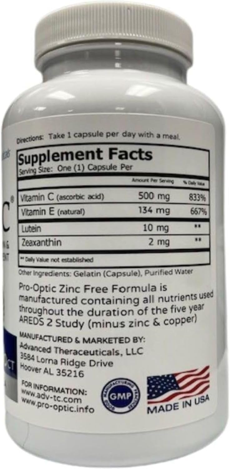 PROOPTIC Traditional AREDS 2 Formula - 90 Capsules, Zinc-Free, One Capsule Daily, 3 Month Supply