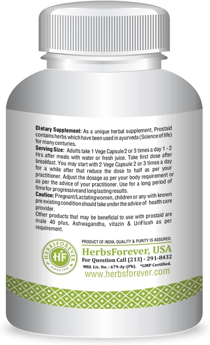 Prost-Aid Capsules by Herbsforever - Prostate Supplement for Prostatic Health - 90 Capsules