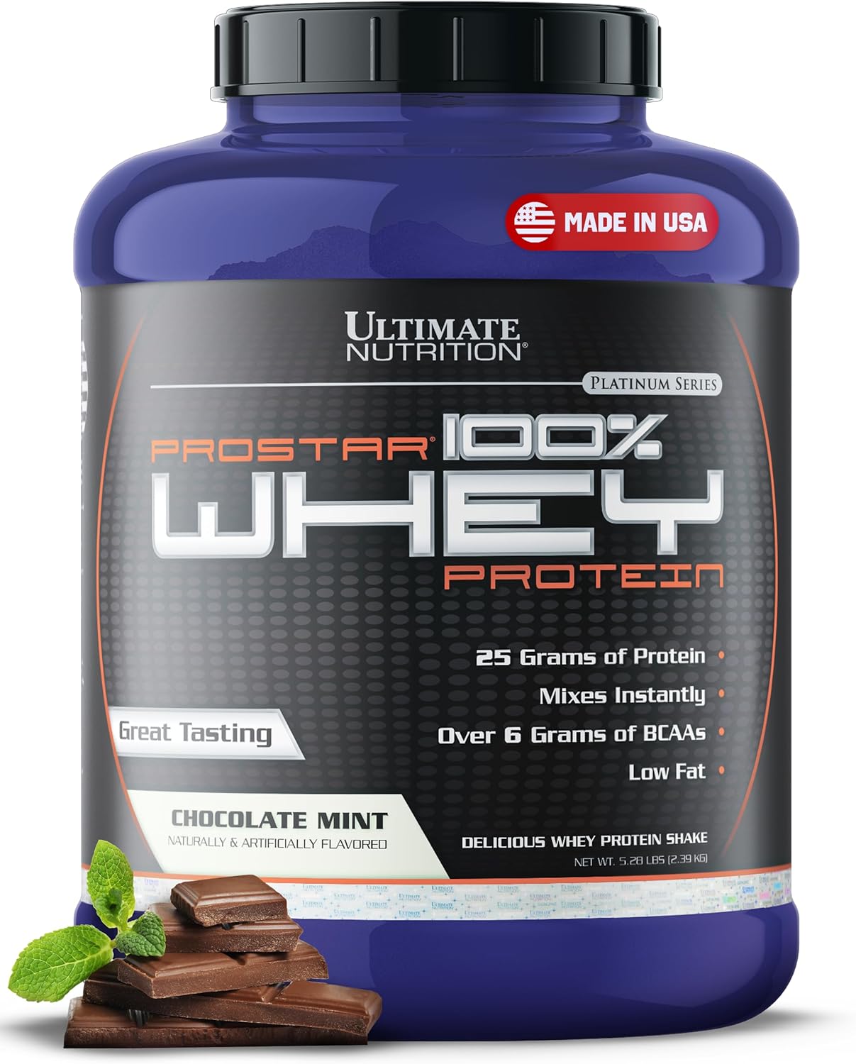 Prostar Whey Protein Isolate Powder - Gourmet Chocolate Mint Flavor - High Protein for Muscle Gain & Recovery - Low Carb, Keto-Friendly - 5.28 lbs Tub