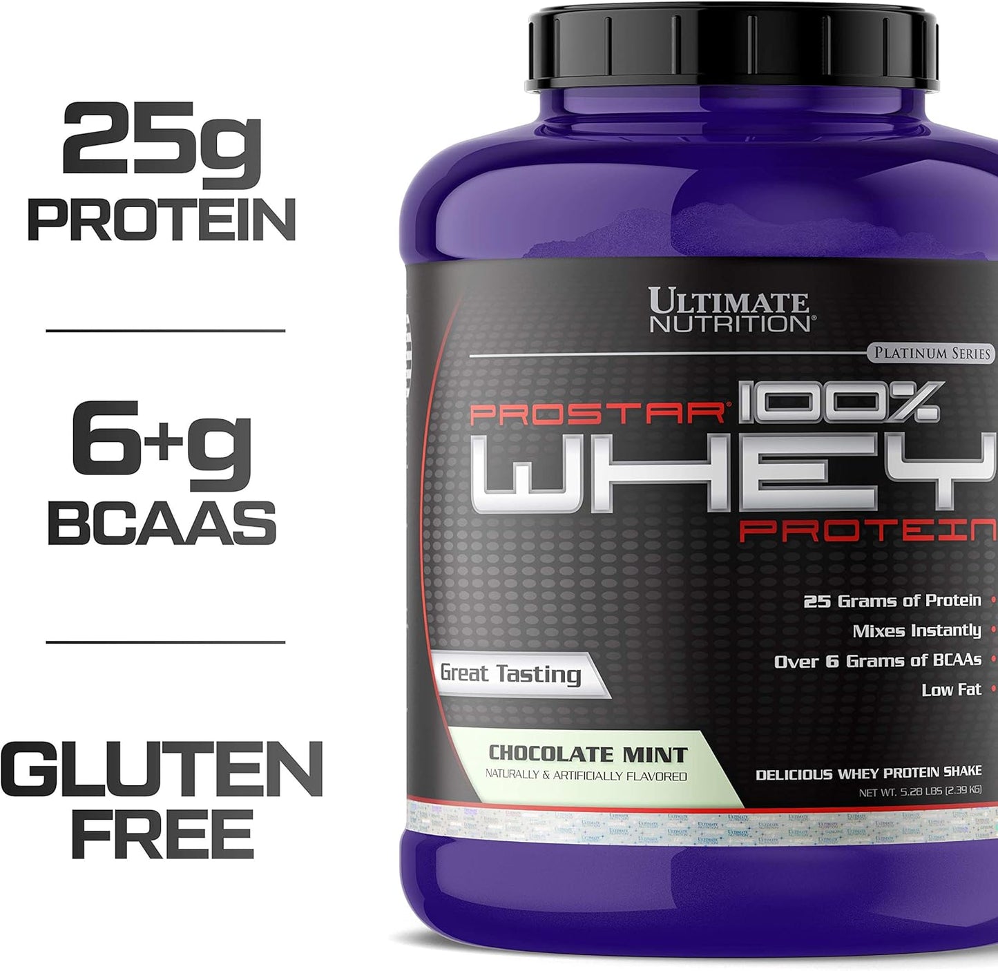 Prostar Whey Protein Isolate Powder - Gourmet Chocolate Mint Flavor - High Protein for Muscle Gain & Recovery - Low Carb, Keto-Friendly - 5.28 lbs Tub
