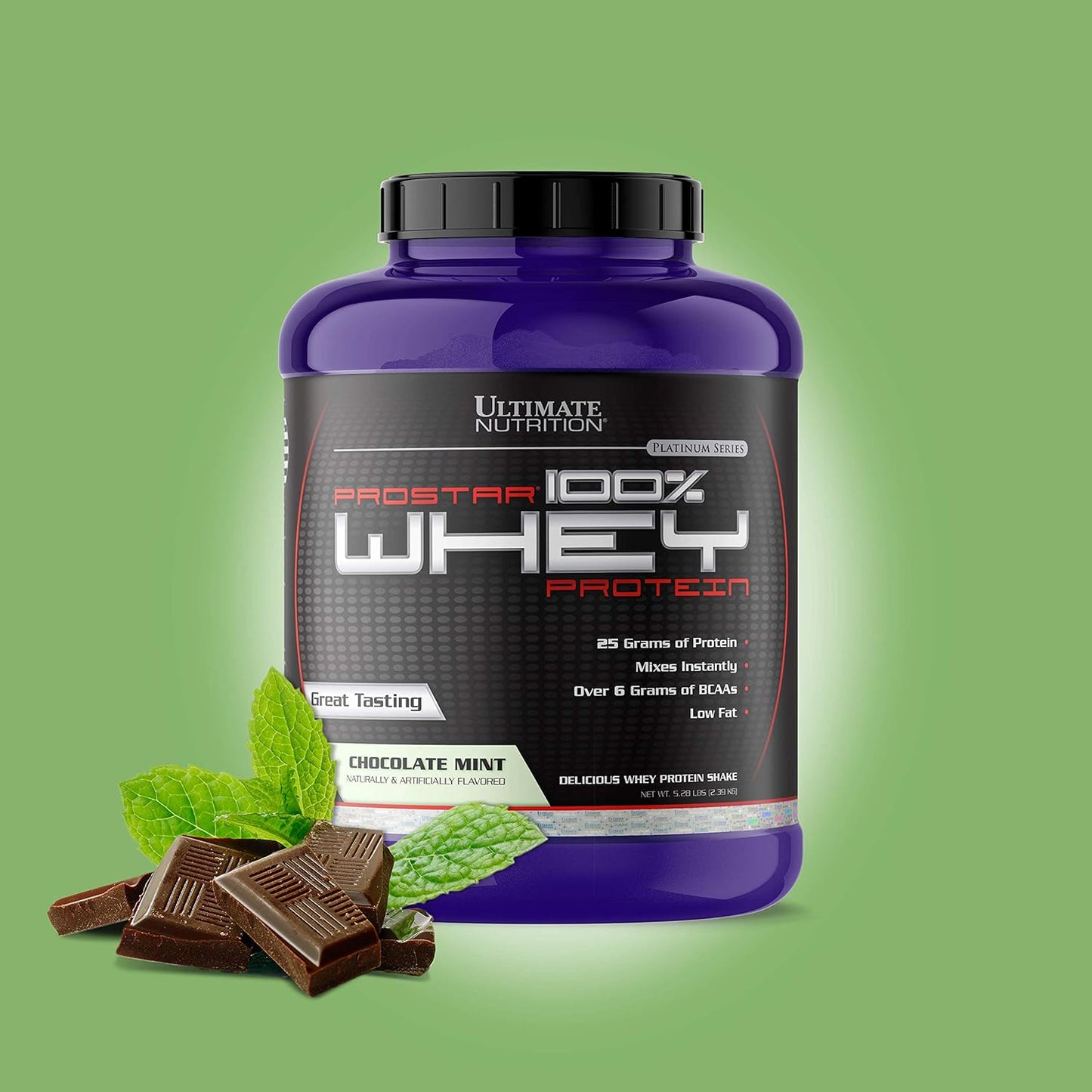 Prostar Whey Protein Isolate Powder - Gourmet Chocolate Mint Flavor - High Protein for Muscle Gain & Recovery - Low Carb, Keto-Friendly - 5.28 lbs Tub