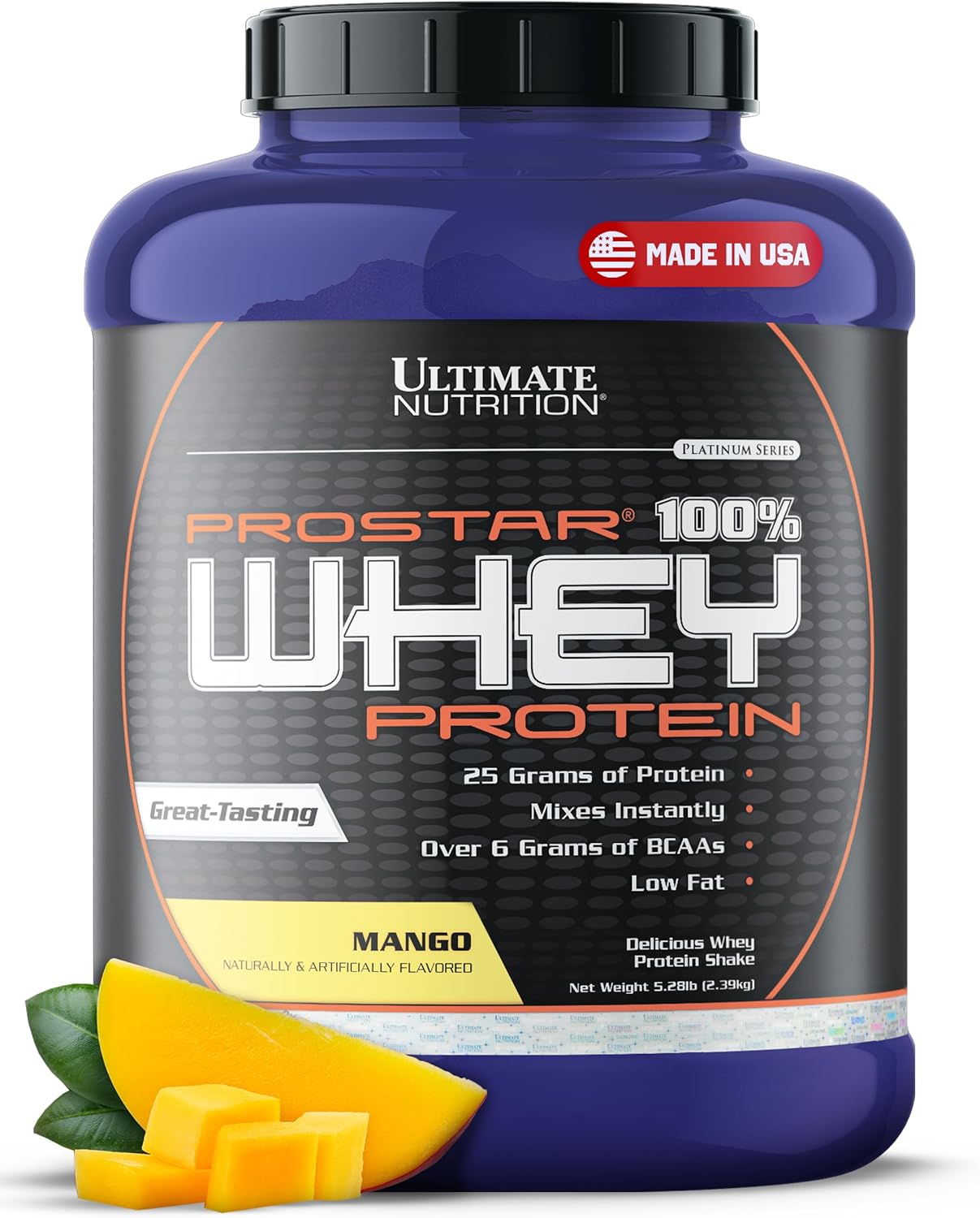 Prostar Whey Protein Isolate Powder, Mango Flavor - High Protein Shake for Muscle Recovery & Growth - Low Carb, Keto-Friendly - 5.28 lbs Tub