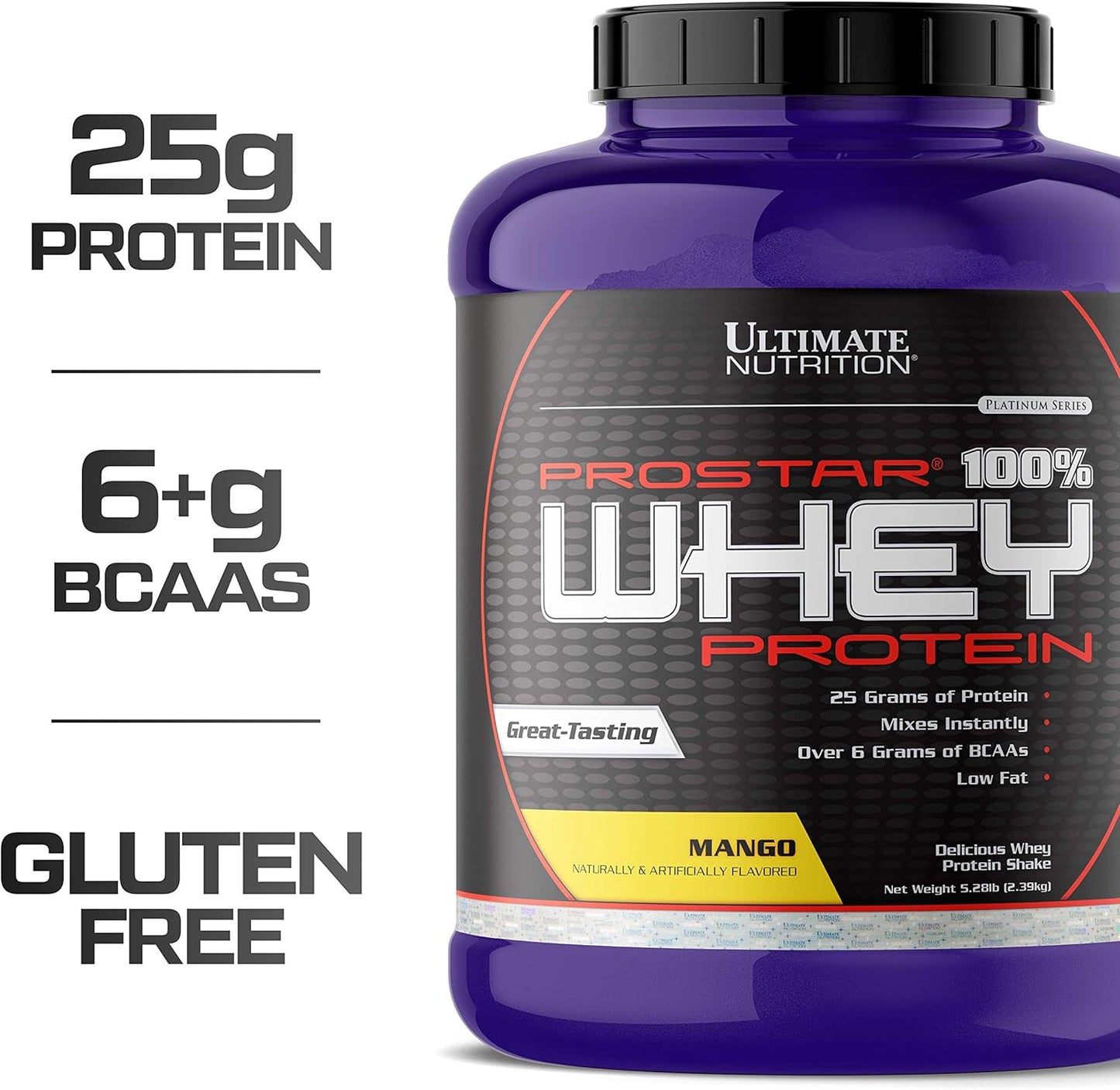 Prostar Whey Protein Isolate Powder, Mango Flavor - High Protein Shake for Muscle Recovery & Growth - Low Carb, Keto-Friendly - 5.28 lbs Tub