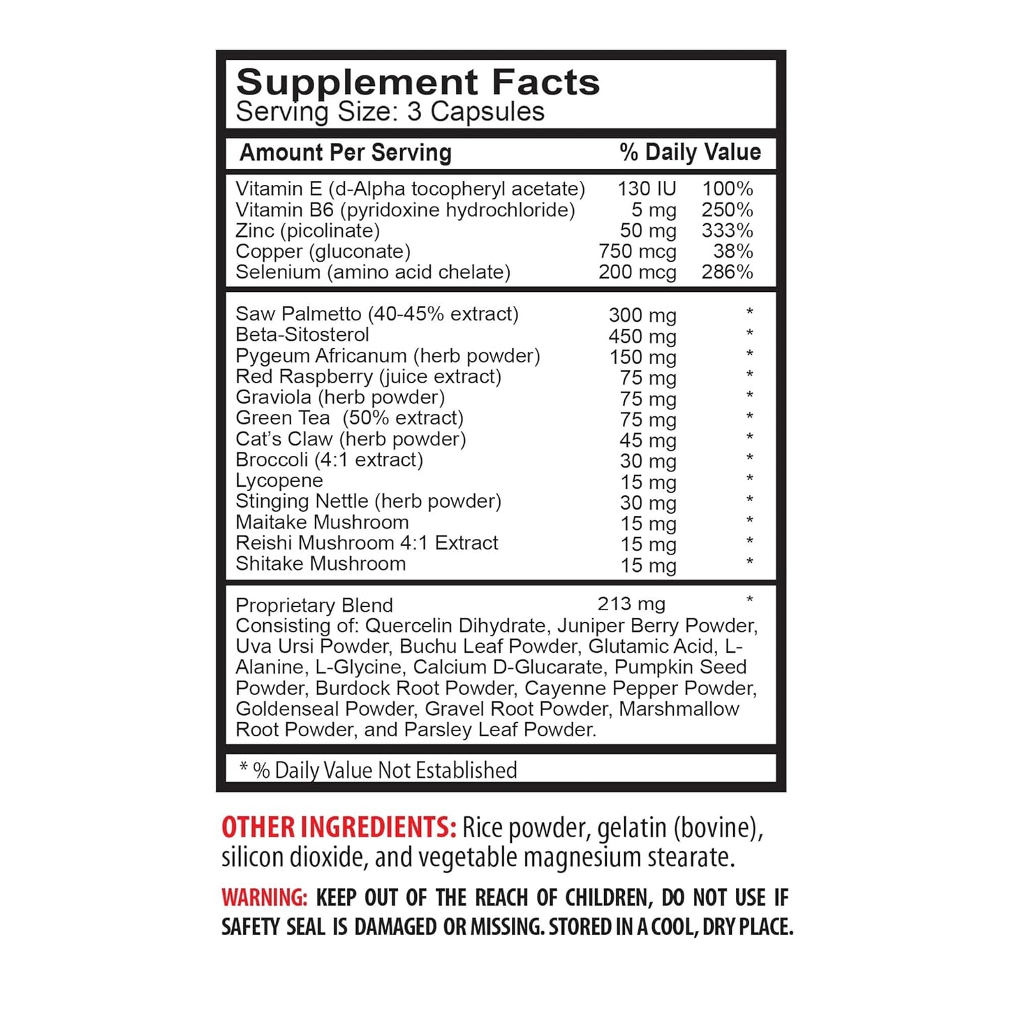 Prostate Care Supplement with Nettle Leaf, Saw Palmetto, Green Tea, and Vitamin B-6 - 60 Capsules