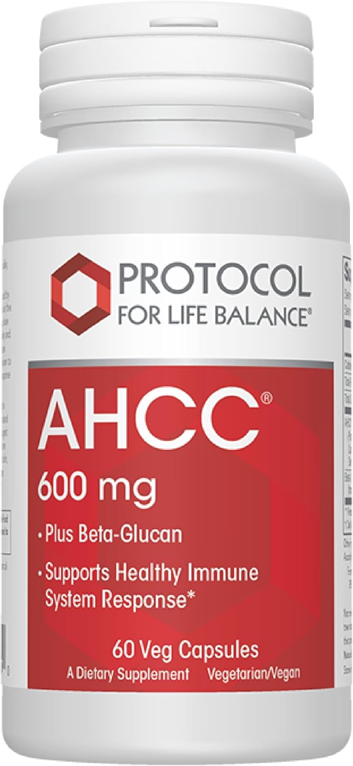 Protocol AHCC 600mg Supplement for Liver & Immune Support - Vegan & Nut Free - 60 Veg Caps - Promotes Cellular Health & Stress Relief