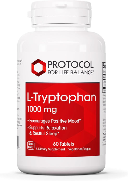 Protocol L-Tryptophan 1000mg Tablets for Sleep Support and Relaxation - 60 Count