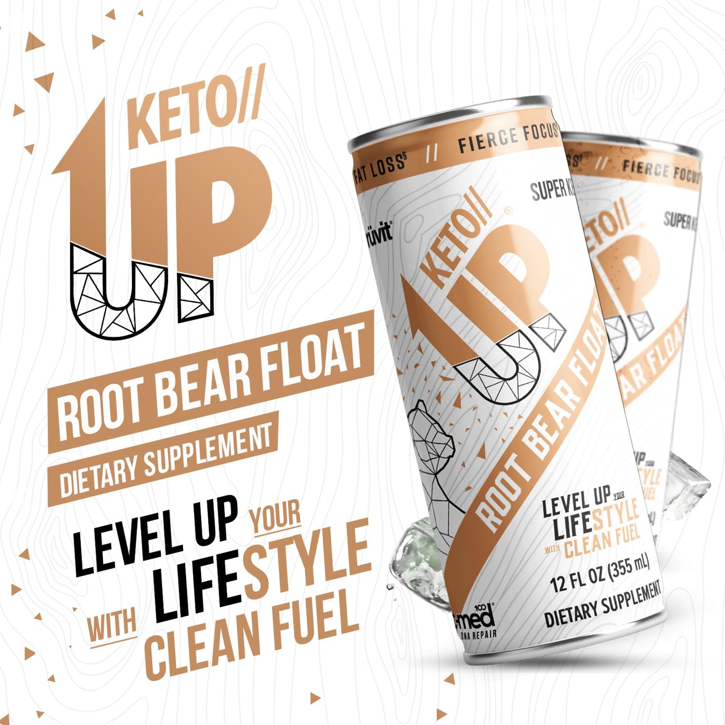 PRÜVIT Root Beer Float Keto//Up® Drink - Ready-to-Drink Ketones for Focus - 12 Pack for Men and Women