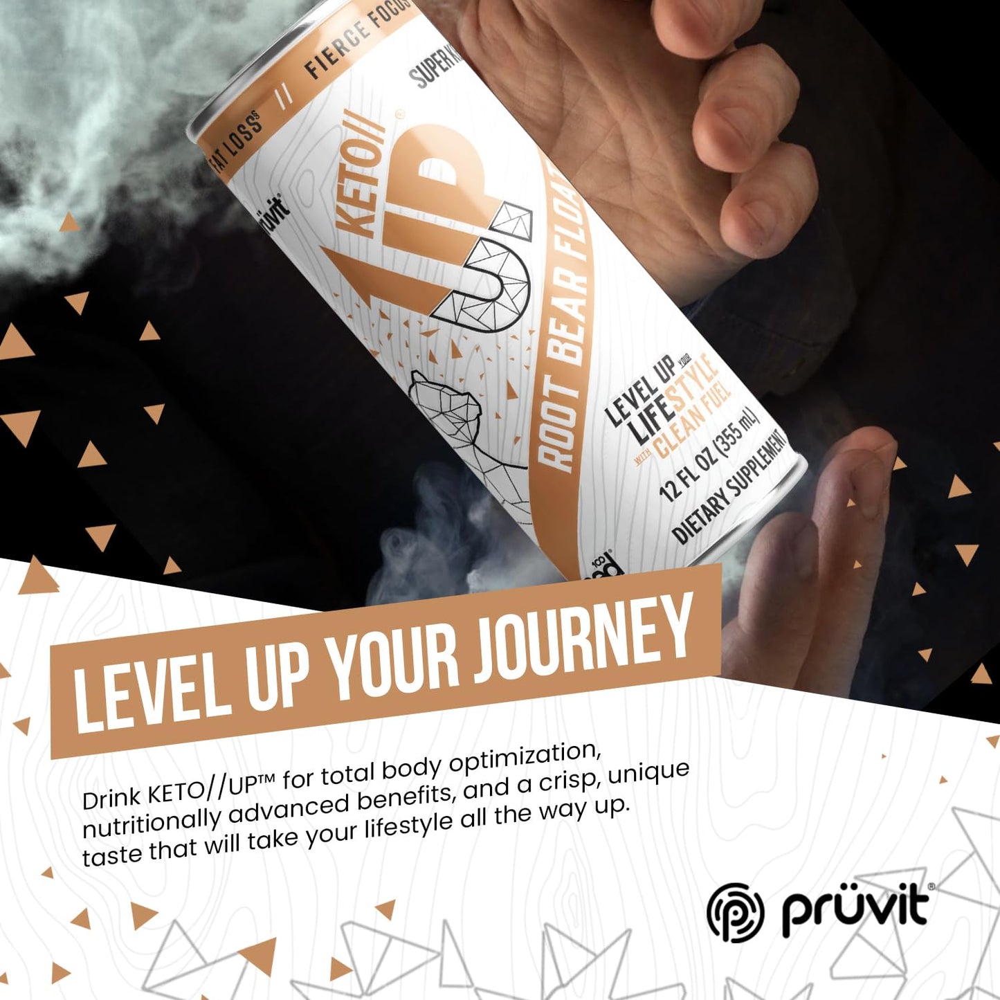 PRÜVIT Root Beer Float Keto//Up® Drink - Ready-to-Drink Ketones for Focus - 12 Pack for Men and Women