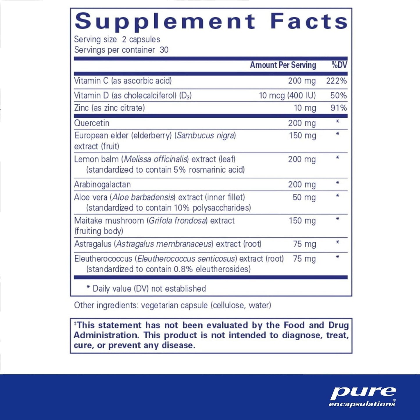 Pure Encapsulations Daily Immune Support Supplement with Vitamins, Minerals, and Herbs | 60 Capsules for Immune Health