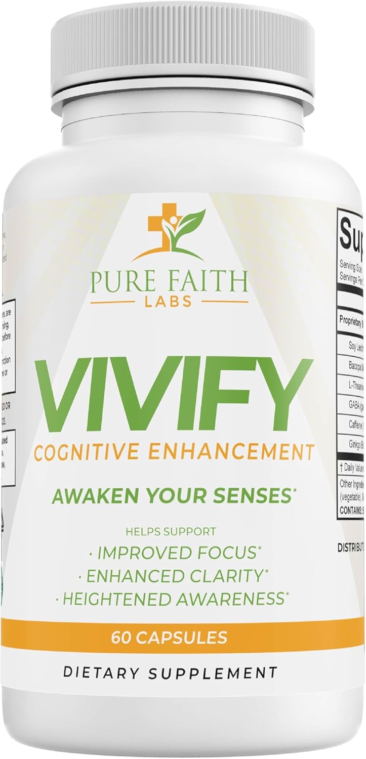 Pure Faith Labs Vivify Brain Booster Supplement - 60 Capsules, 1 Month Supply