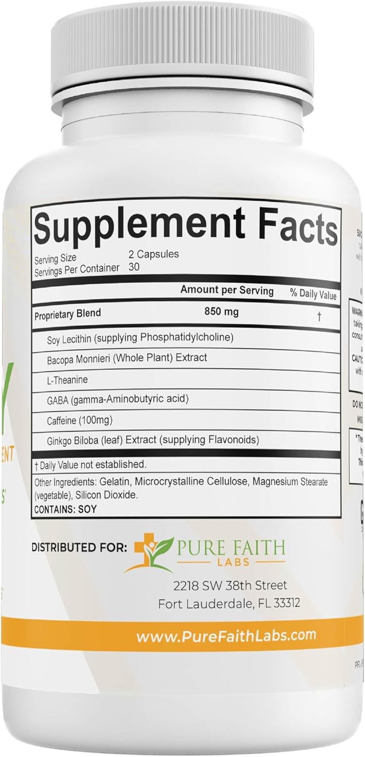 Pure Faith Labs Vivify Brain Booster Supplement - 60 Capsules, 1 Month Supply