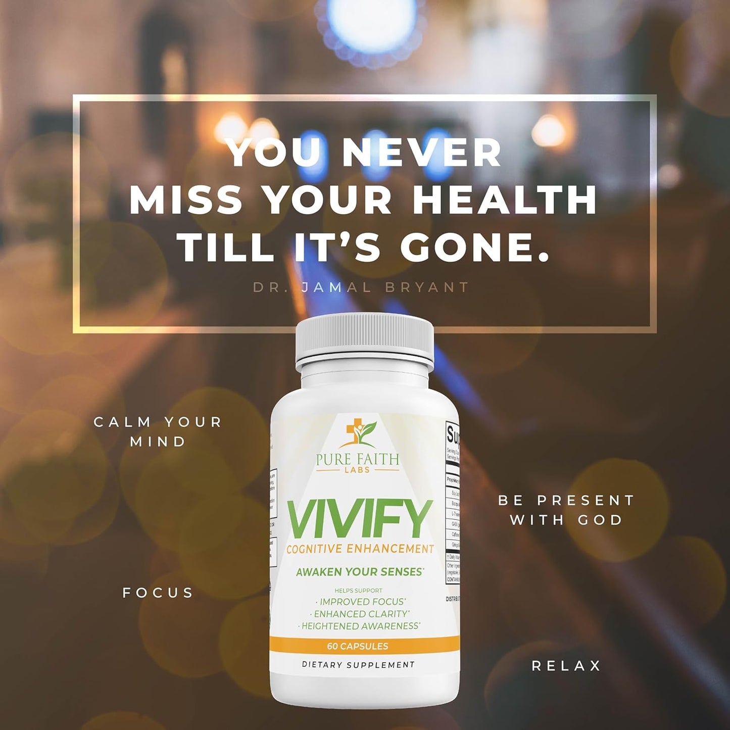 Pure Faith Labs Vivify Brain Booster Supplement - 60 Capsules, 1 Month Supply