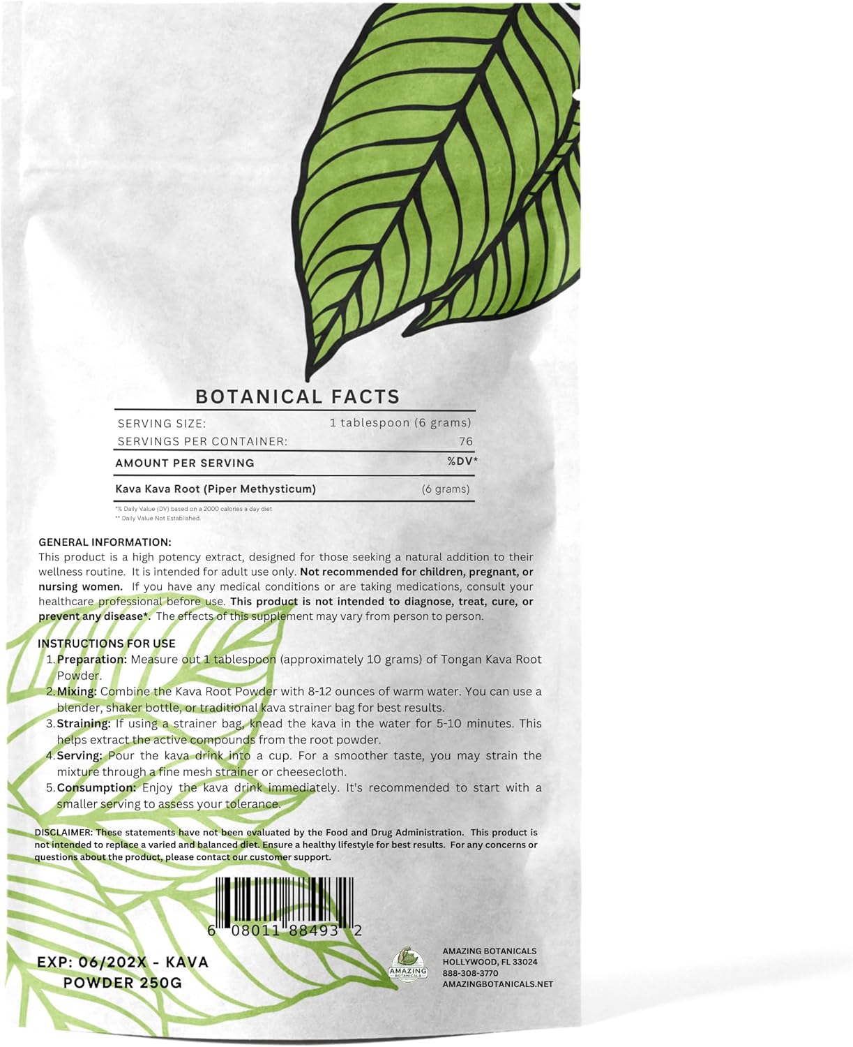 Pure Finest Fresh Vanuatu Kava Root - 100% Noble Kava-Kava in 1lb Bag, Amazing Botanicals Borongoru Vanuatu Kava Root