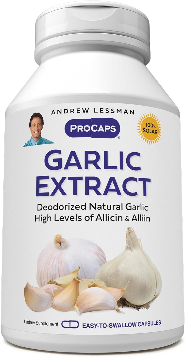 Pure Garlic Extract Capsules - Supports Heart & Cardiovascular Health, Odorless, Gentle, No Aftertaste