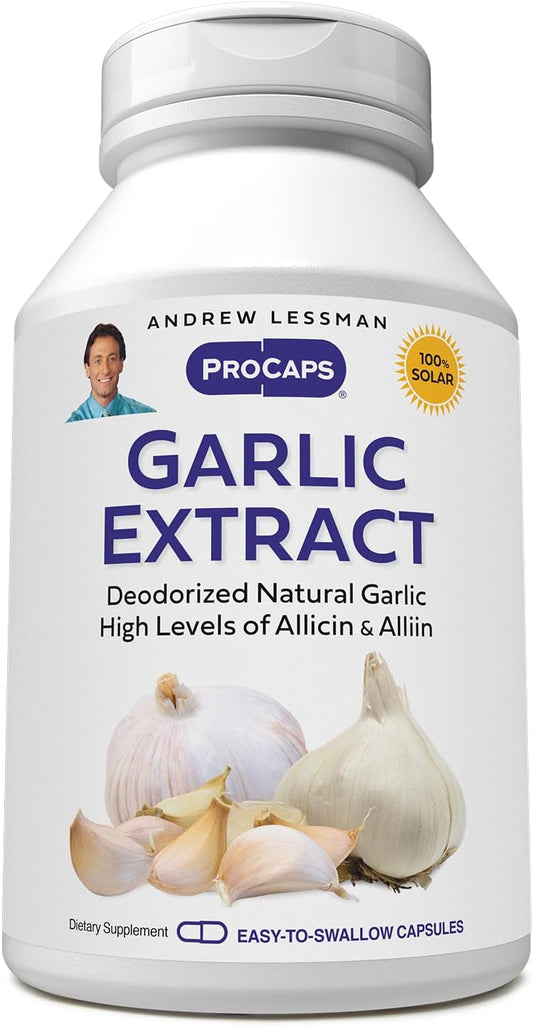 Pure Garlic Extract Capsules - Supports Heart & Cardiovascular Health, Odorless, Gentle, No Aftertaste