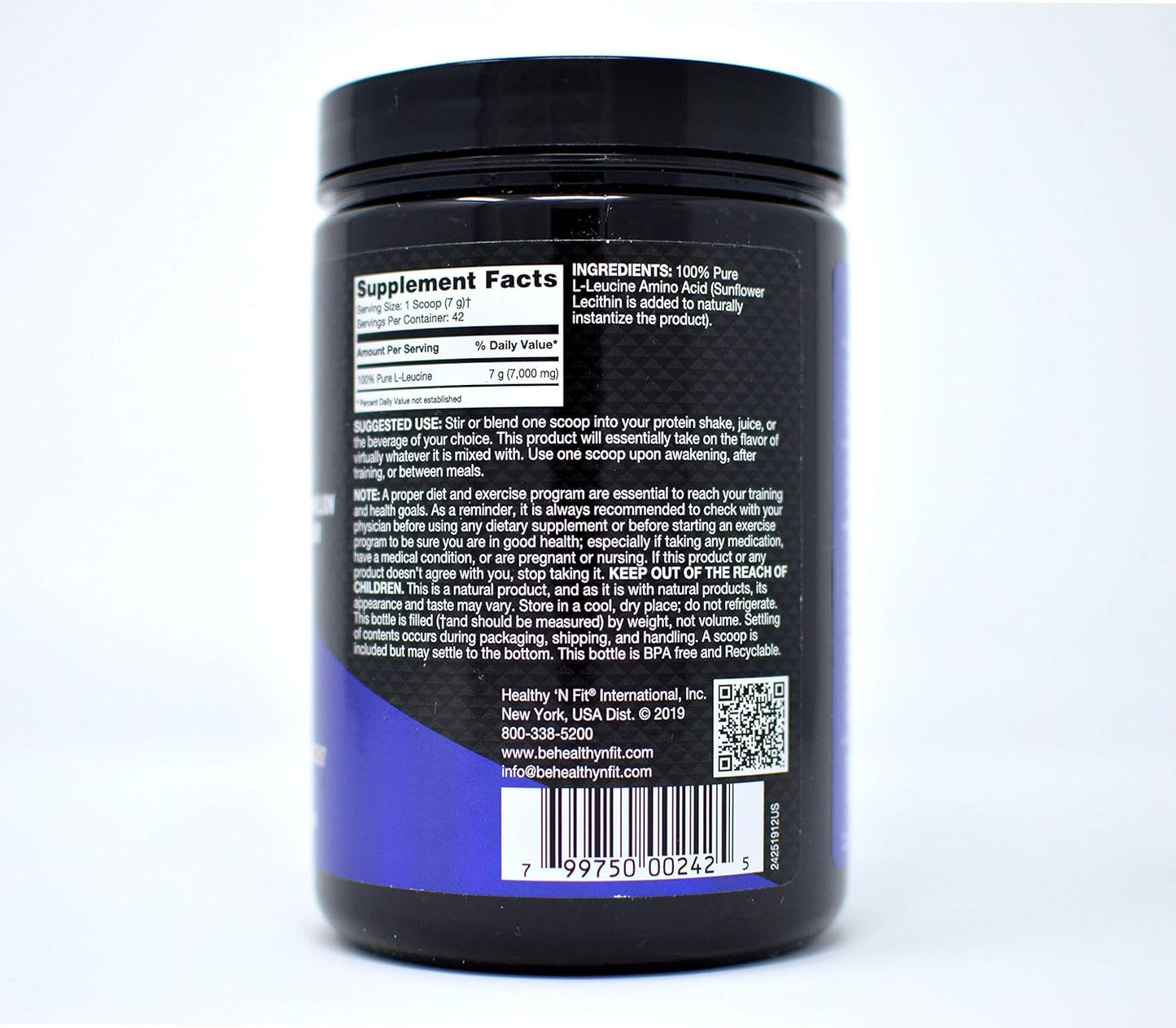 Pure Instant L-Leucine Powder - 300g (42 Servings) by HEALTHY 'N FIT Anabolic Amino