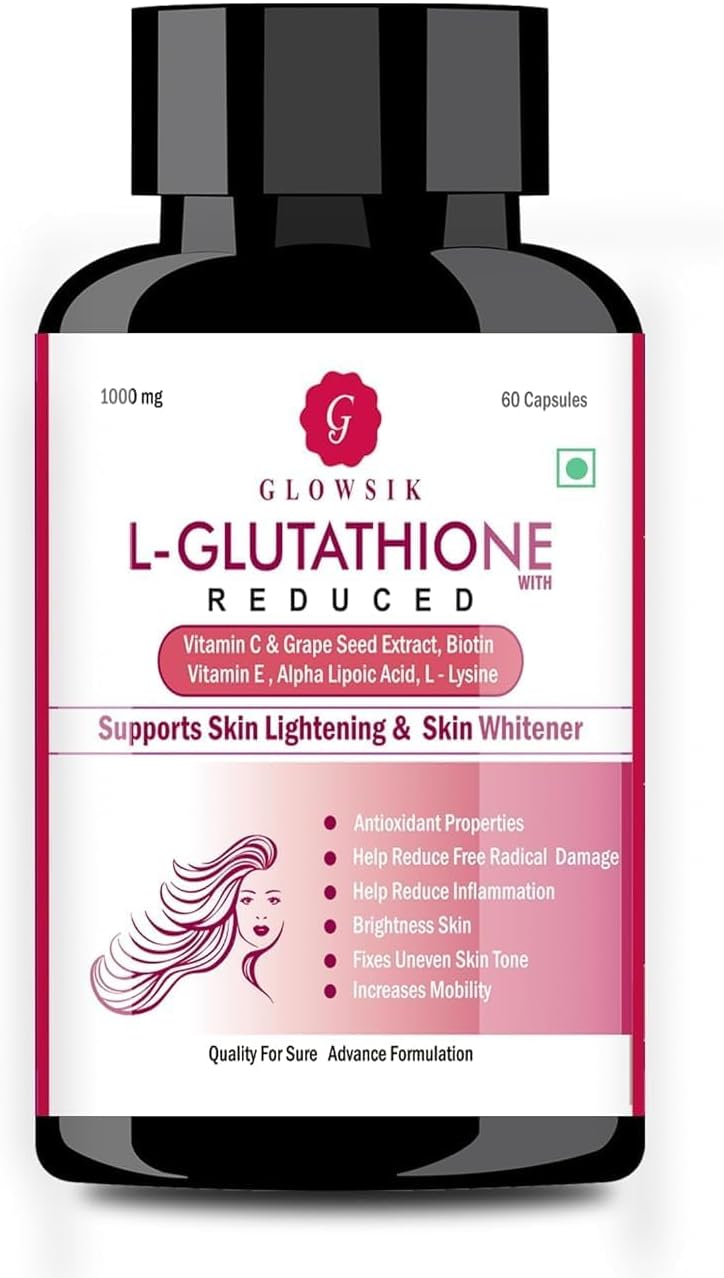 Pure & Natural L Glutathione Capsules with Alpha Lipoic Acid, Grape Seed, Vitamin C & E, Biotin - 1000mg - 60ct