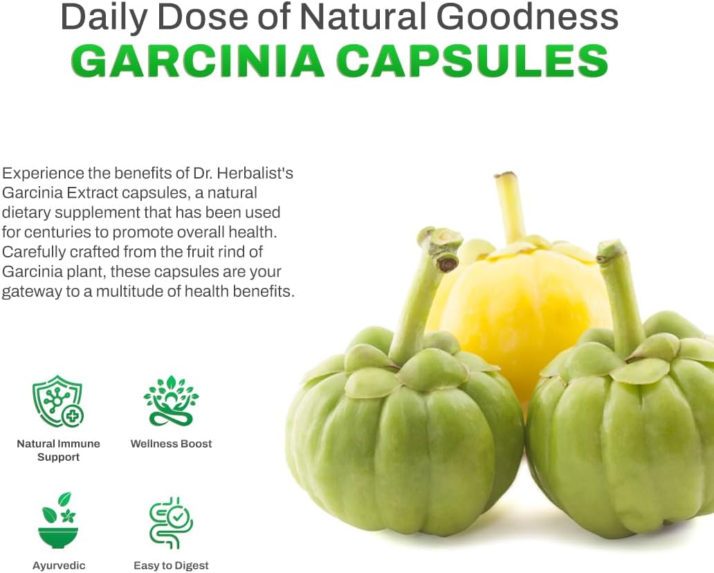 Pure & Potent Dr. Herbalist Garcinia Extract 350mg Capsules - Natural Garcinia Cambogia for Health Enthusiasts | Vegetarian & Gluten-Free