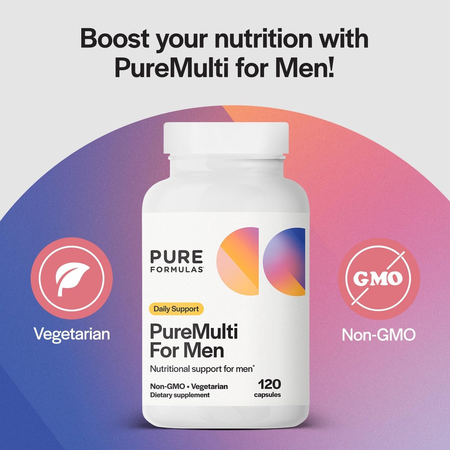 PureFormulas PureMulti Men's Daily Comprehensive Multivitamin - Boost Men's Health, Energy, & Performance with Vitamins A, C, D, E, B12, Zinc, Calcium, Magnesium - 60 Capsules