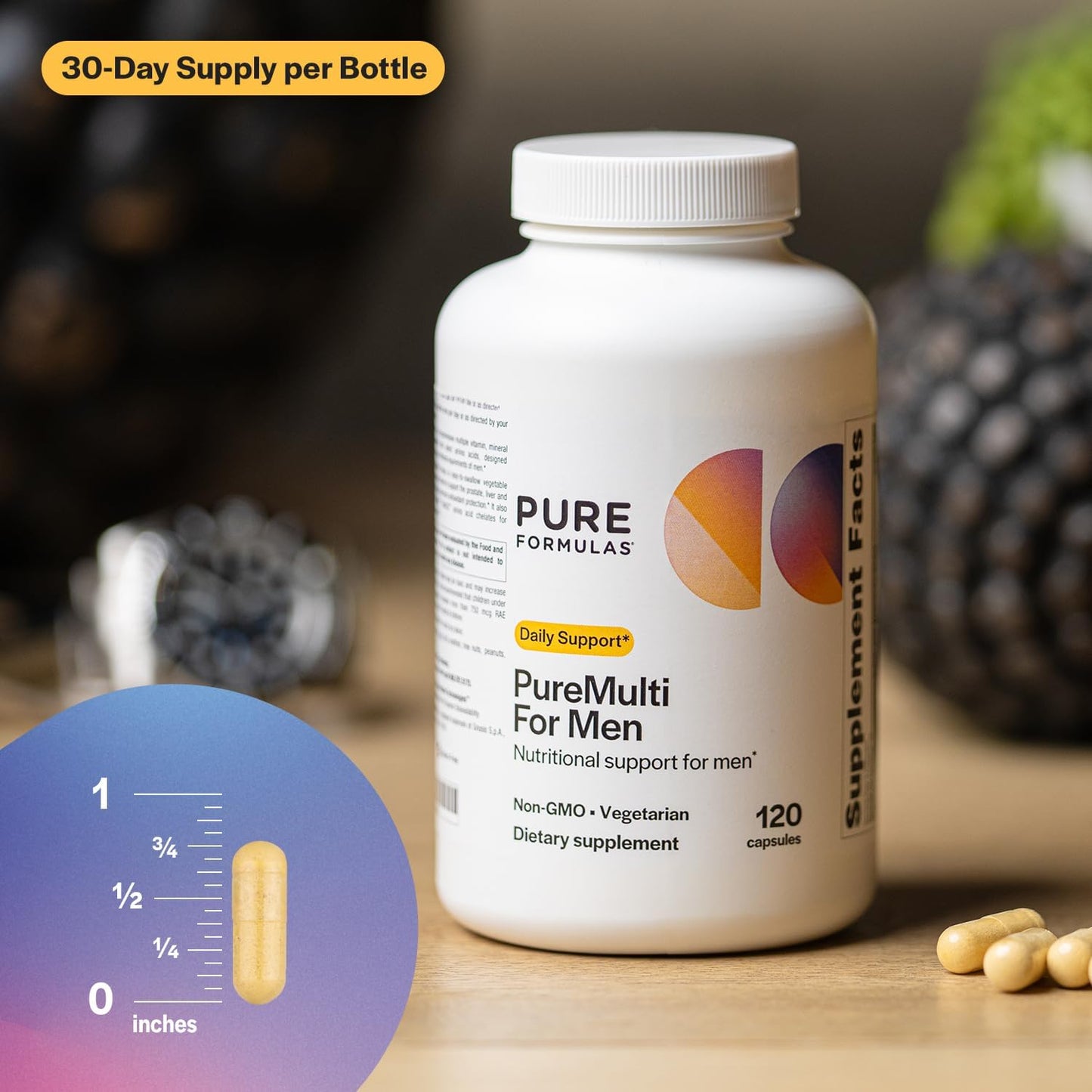 PureFormulas PureMulti Men's Daily Comprehensive Multivitamin - Boost Men's Health, Energy, & Performance with Vitamins A, C, D, E, B12, Zinc, Calcium, Magnesium - 60 Capsules