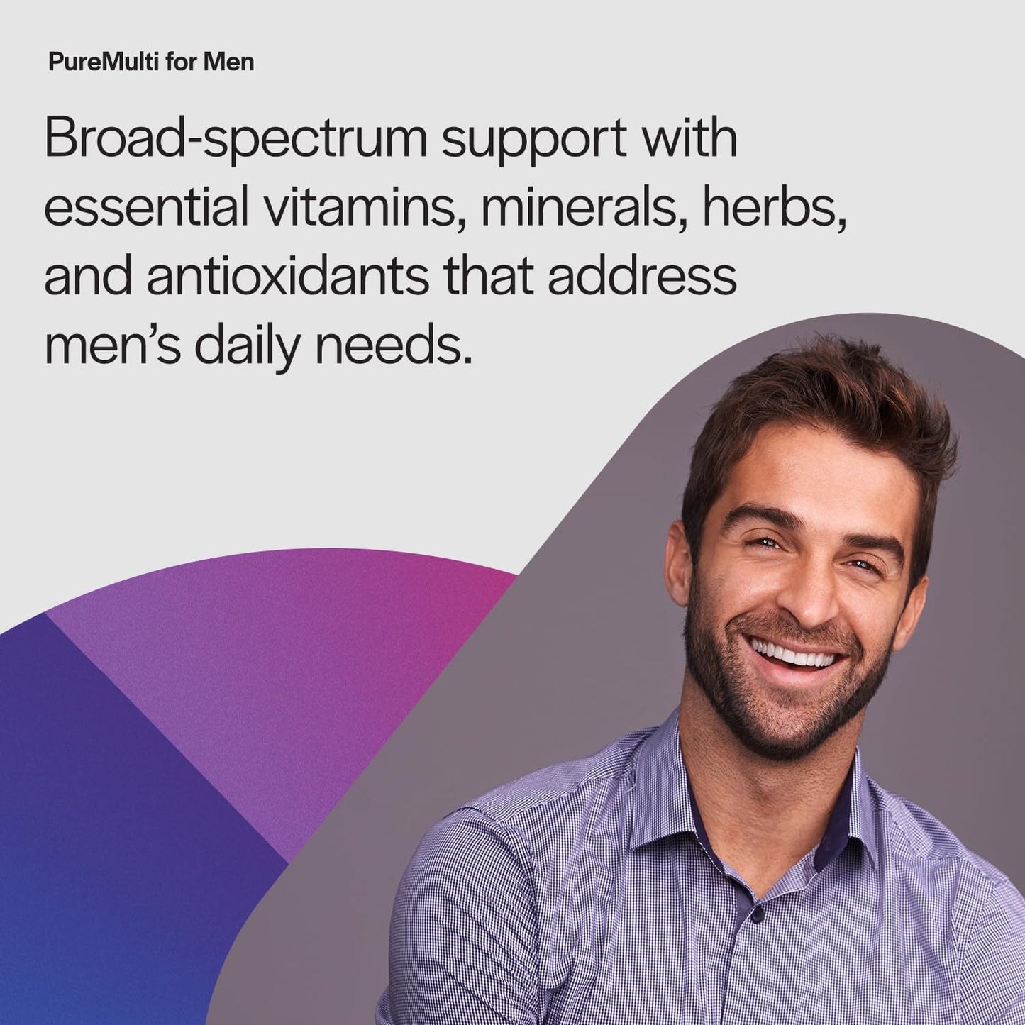 PureFormulas PureMulti Men's Daily Comprehensive Multivitamin - Boost Men's Health, Energy, & Performance with Vitamins A, C, D, E, B12, Zinc, Calcium, Magnesium - 60 Capsules