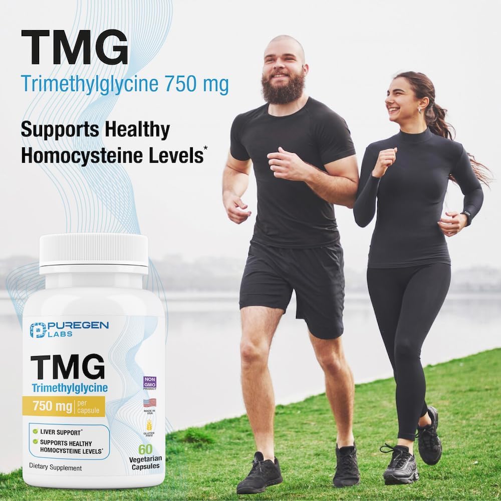 Puregen Labs TMG 750mg Supplement - Non-GMO, Gluten & Dairy Free - Made in USA - 3 Pack - 180 Vegetarian Capsules