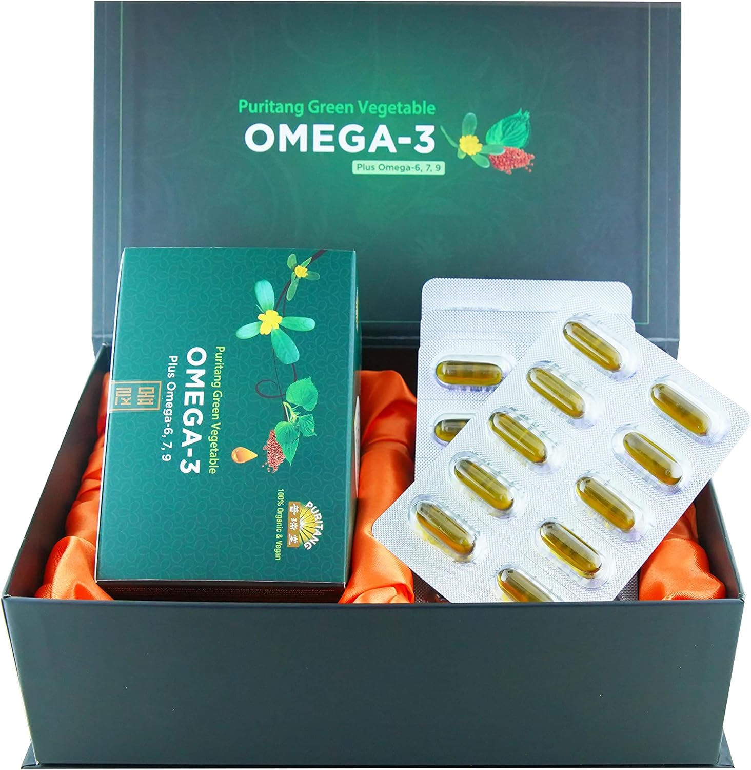 PURITANG Green Vegetable Omega 3 Plus Omega 6,7,9 from Purslane & Perilla Seeds - 61% Concentration ALA Omega 3