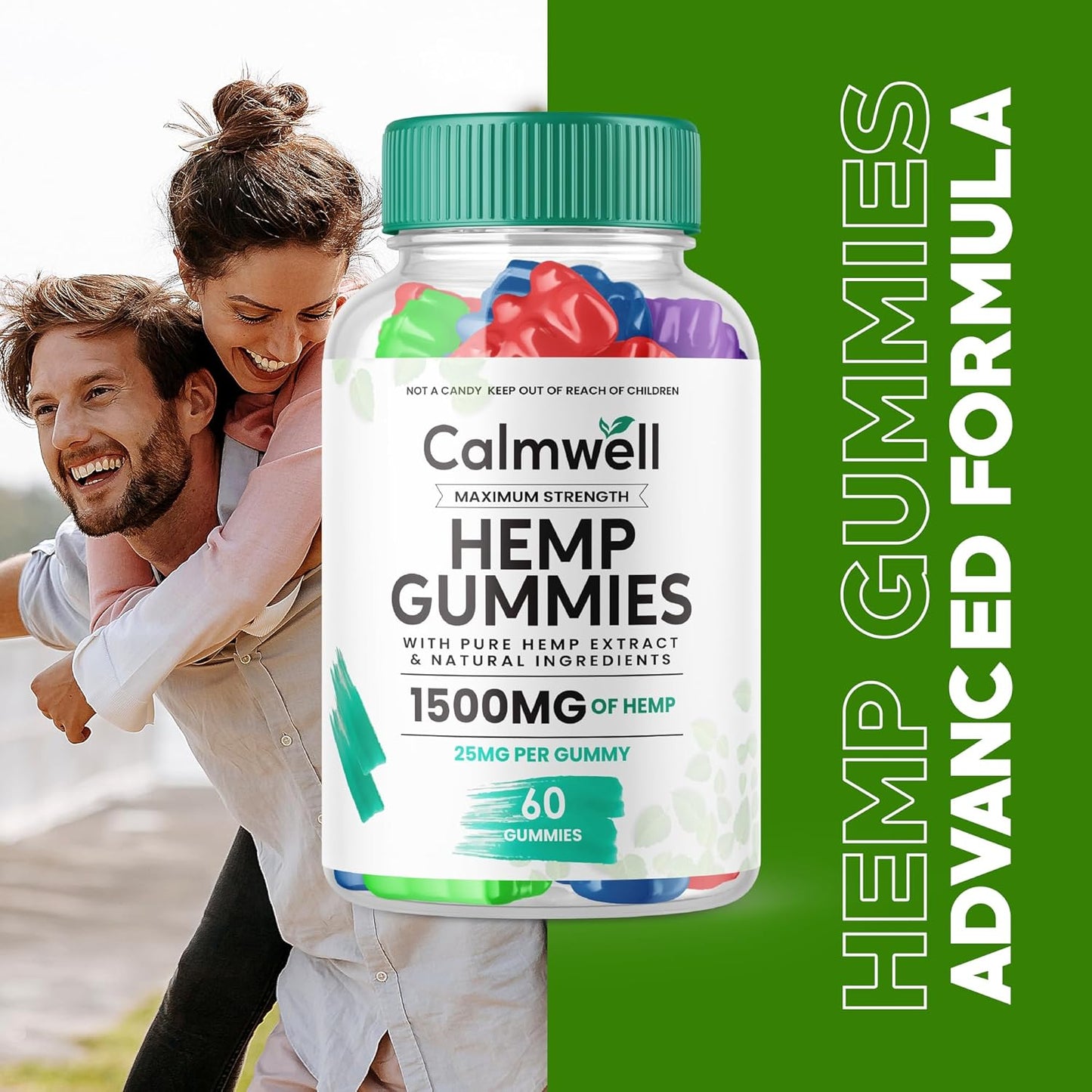 Purvia Calmwell metabolism booster Gummies - Extra Strength Formula with 25mg per Gummy - 1500mg per Bottle - New 2024 Blend - 60 Gummies