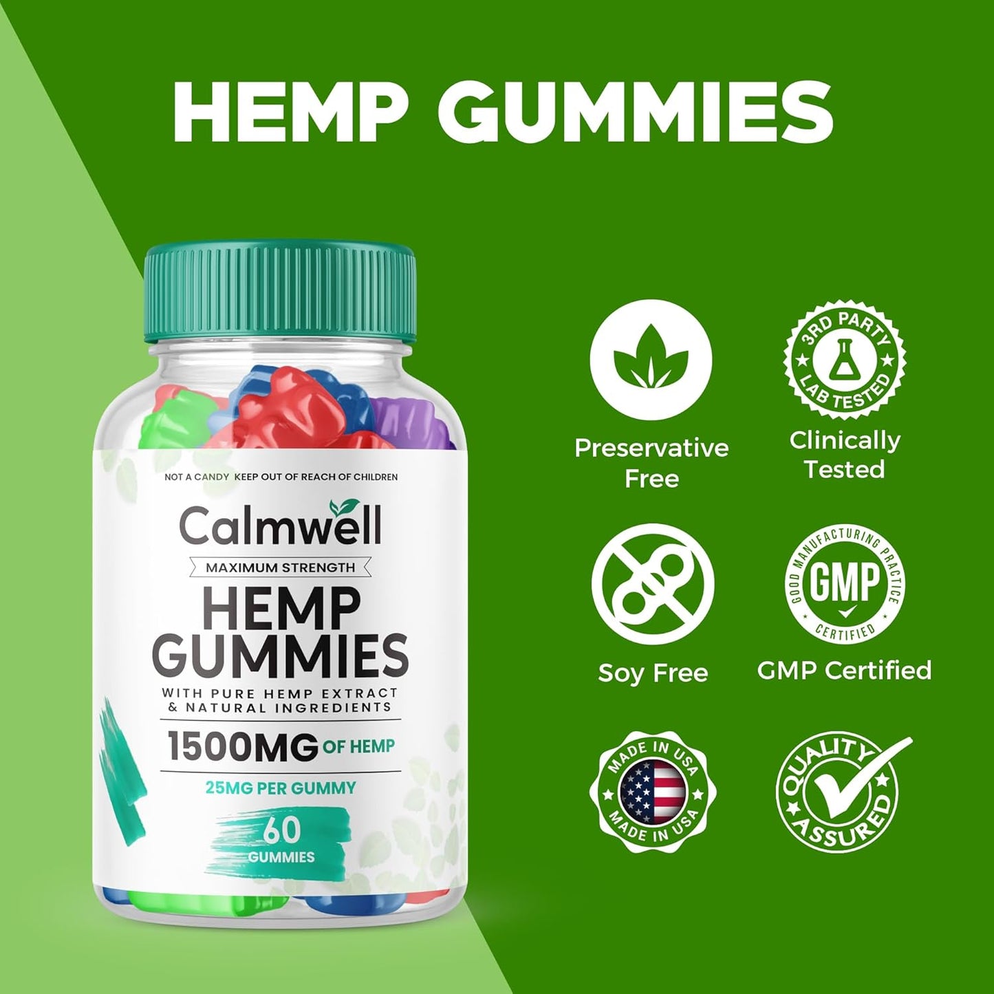 Purvia Calmwell metabolism booster Gummies - Extra Strength Formula with 25mg per Gummy - 1500mg per Bottle - New 2024 Blend - 60 Gummies