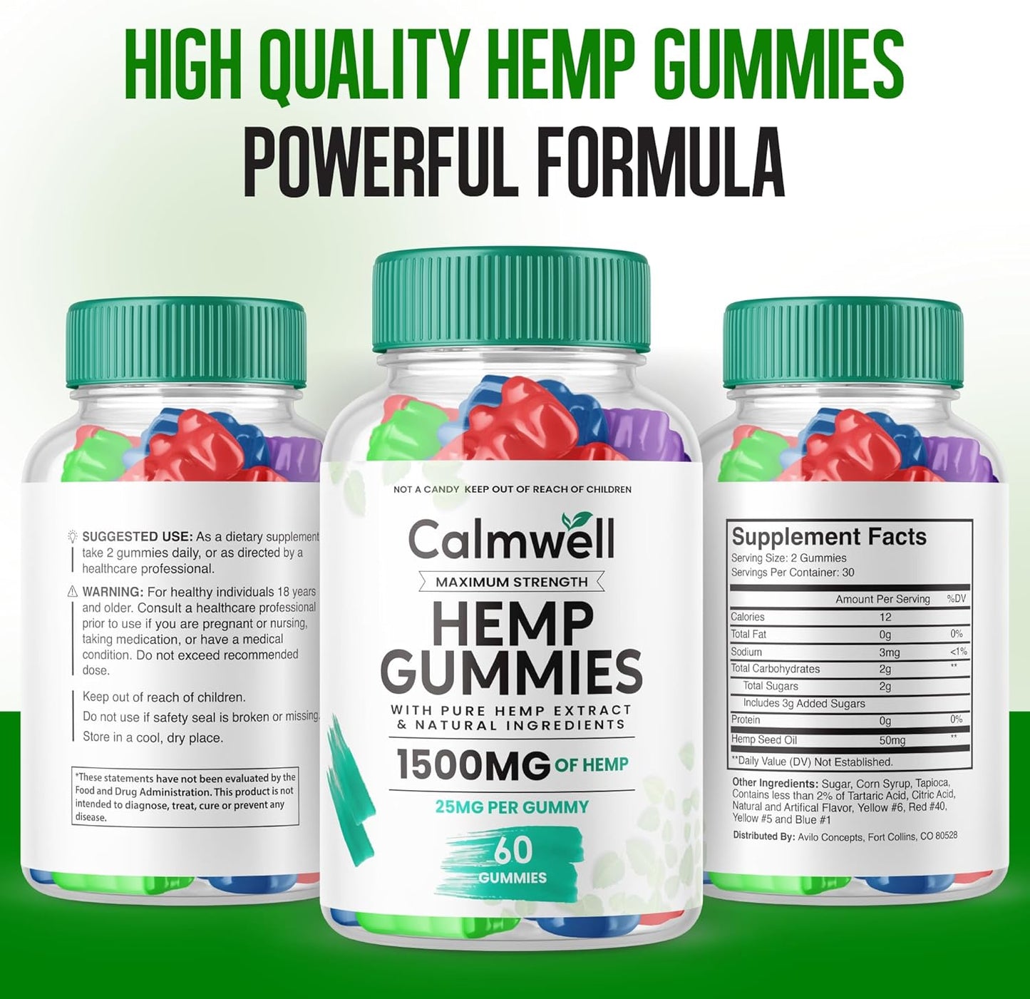 Purvia Calmwell metabolism booster Gummies - Extra Strength Formula with 25mg per Gummy - 1500mg per Bottle - New 2024 Blend - 60 Gummies