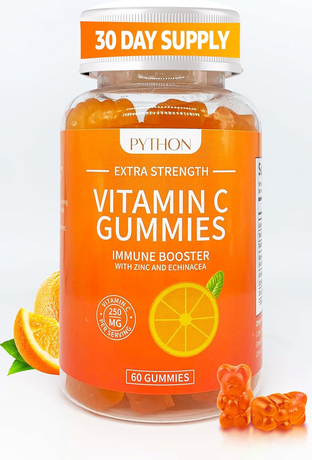 PYTHON OPTIC Immunity and Lung Health Supplement with Vitamin C, Echinacea, Collagen Support - 60 Vegan Gummy Chews for Adults & Kids